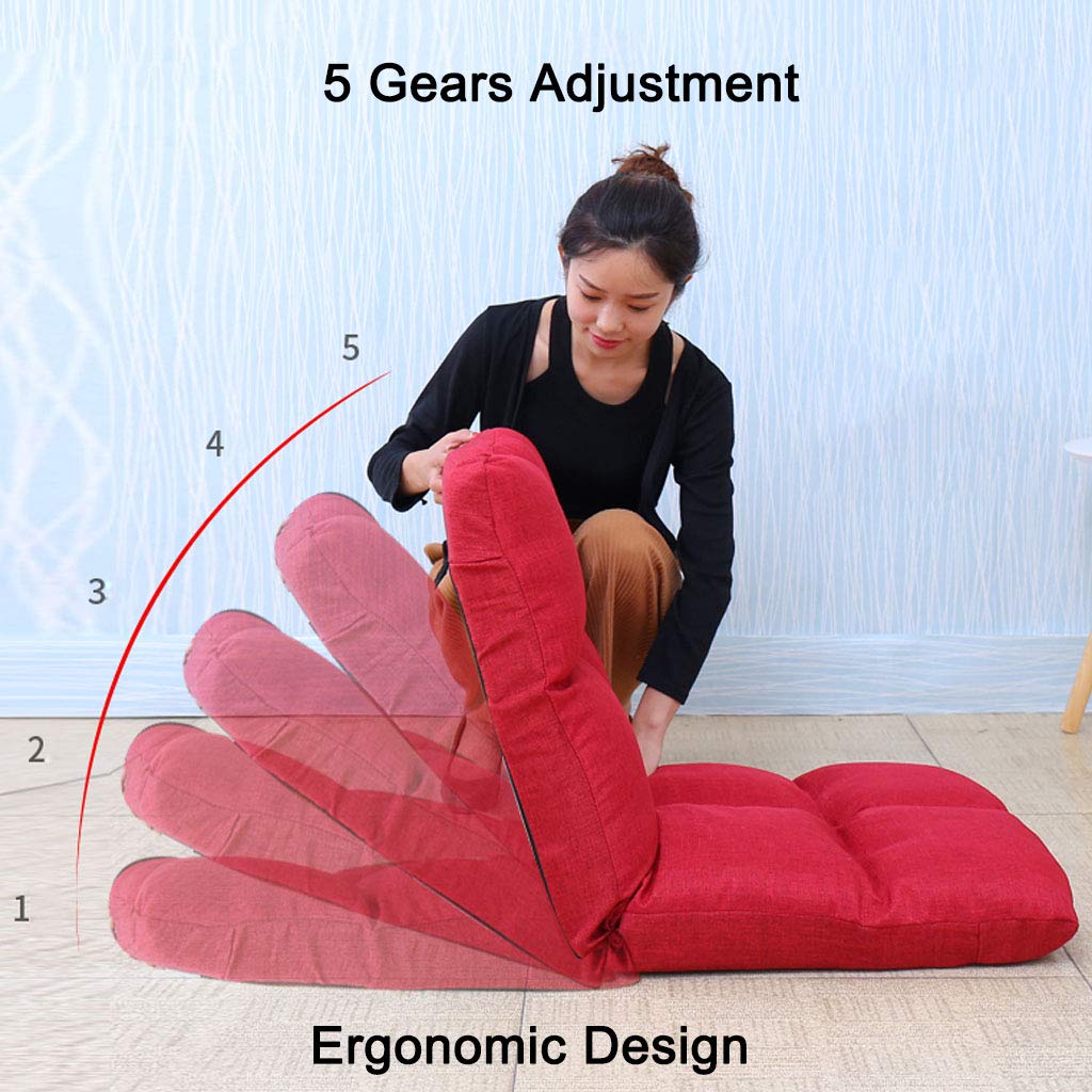 Generisch Silla de suelo plegable con respaldo de ventana de bahía, ajuste de 6 posiciones, diseño elegante, tela agradable para la piel y esponja altamente elástica para meditación, yoga, ocio,