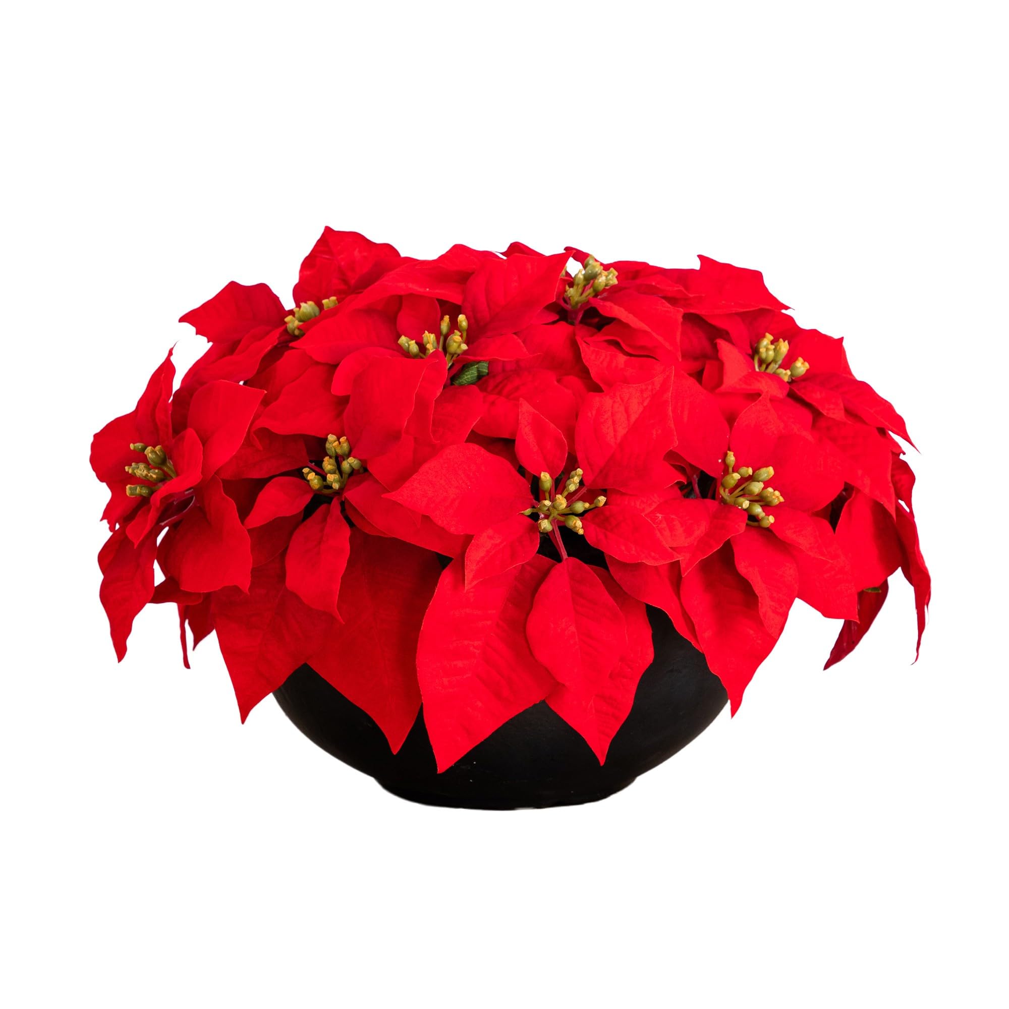 Nearly Natural 13in. Red Velvet Poinsettia in Black Oval Planter