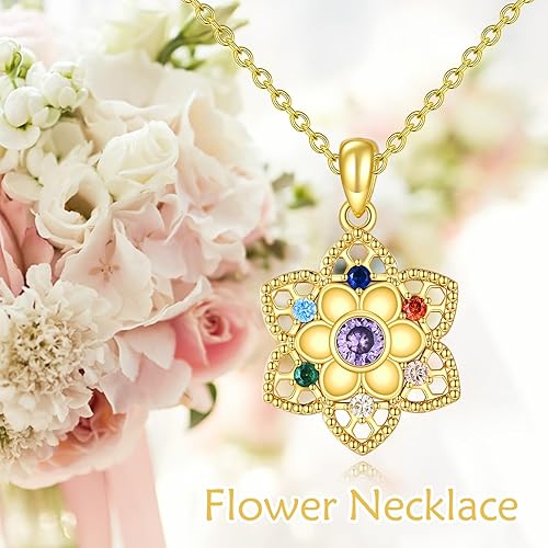 Miniatura 5 de SILBAZ Collar de loto, collar de chakra de loto, collar con colgante de 7 chakras, collar de yoga, loto chakra, joyería de regalo para mujeres,