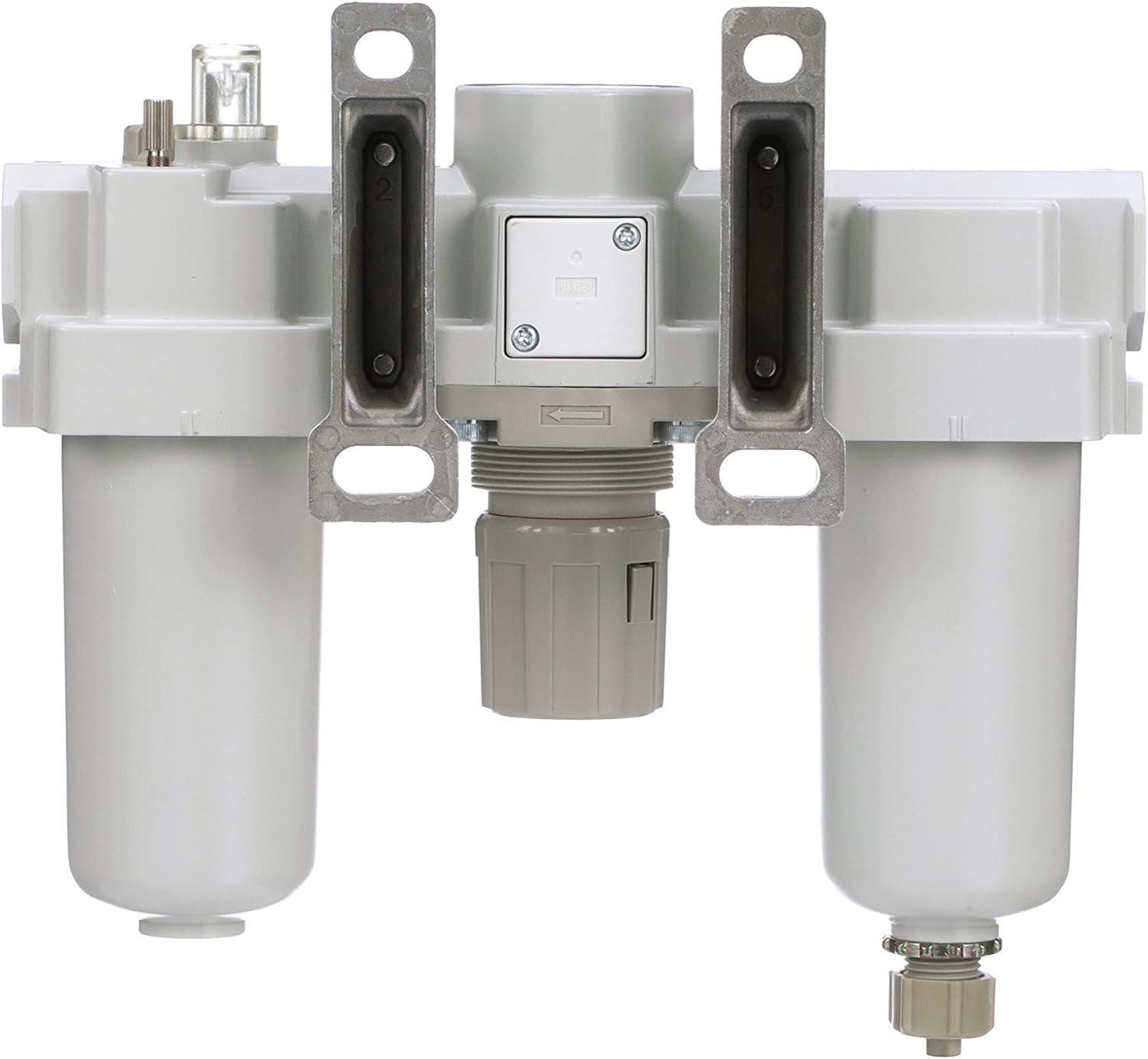 PneumaticPlus SAU400-N04G-MEP Compressed Air Filter Regulator Lubricator Combo 1/2" NPT - Metal Bowl, Manual Drain, Bracket, Gauge