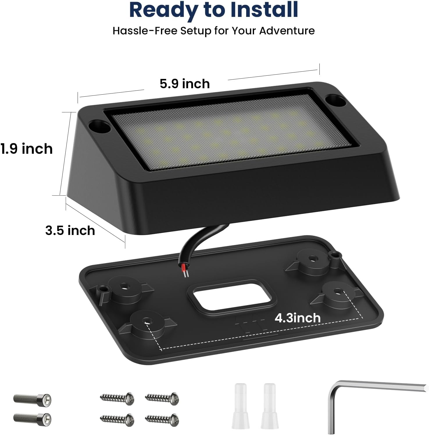 Safoner IP67 Waterproof RV LED Porch Light- Aluminum Housing, Dual Color White & Amber, Bright 1400LM Outdoor Light for Campers, Trailers, Motorhomes (Black Housing)- 2 Packs