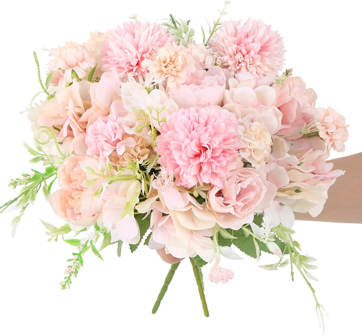 IPOPU 2 Packs Pink Peony Artificial Flowers Fake Pink Fake