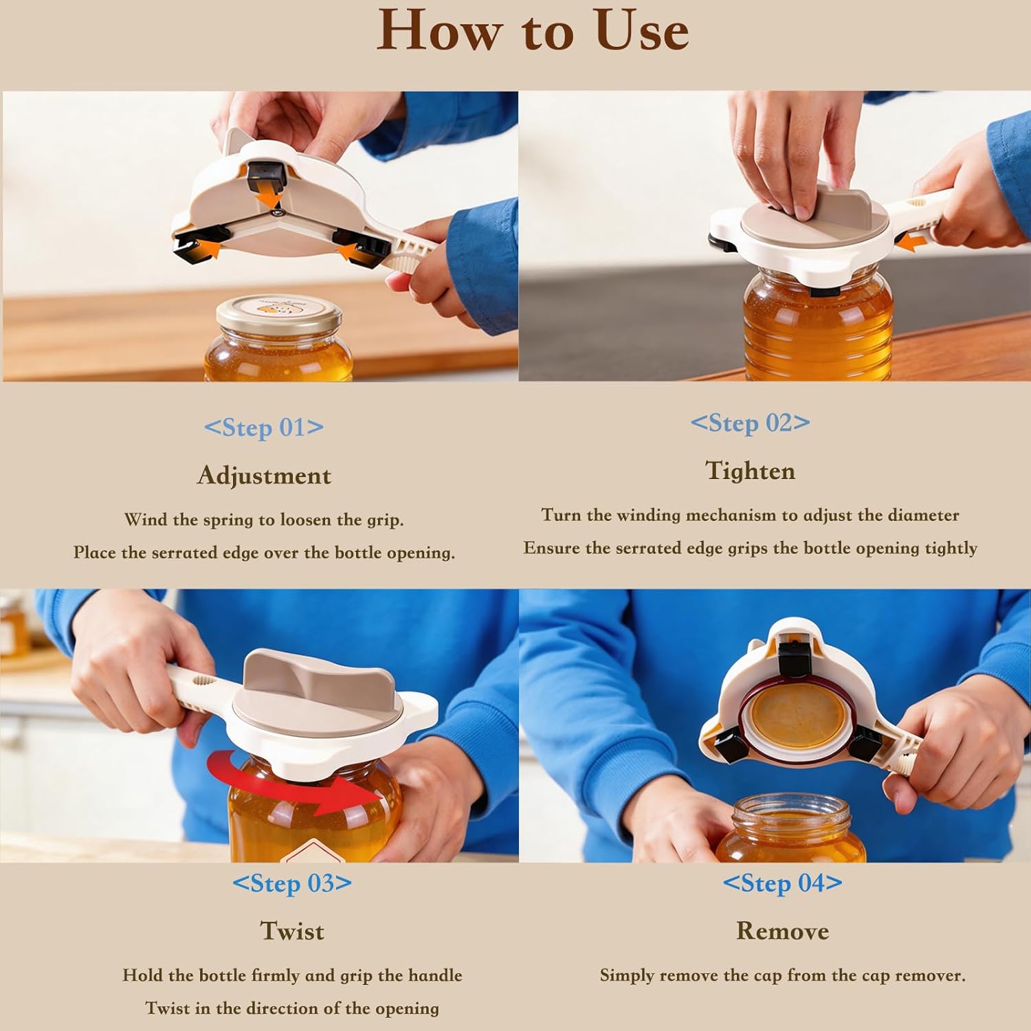 2PCS TXYYilufafafa Adjustable Jar Opener, Multifunctional Bottle Lid Gripper, Manual Effortless Can Opener for Seniors, Arthritis Hands, Fits Most Sizes Kitchen Gadgets