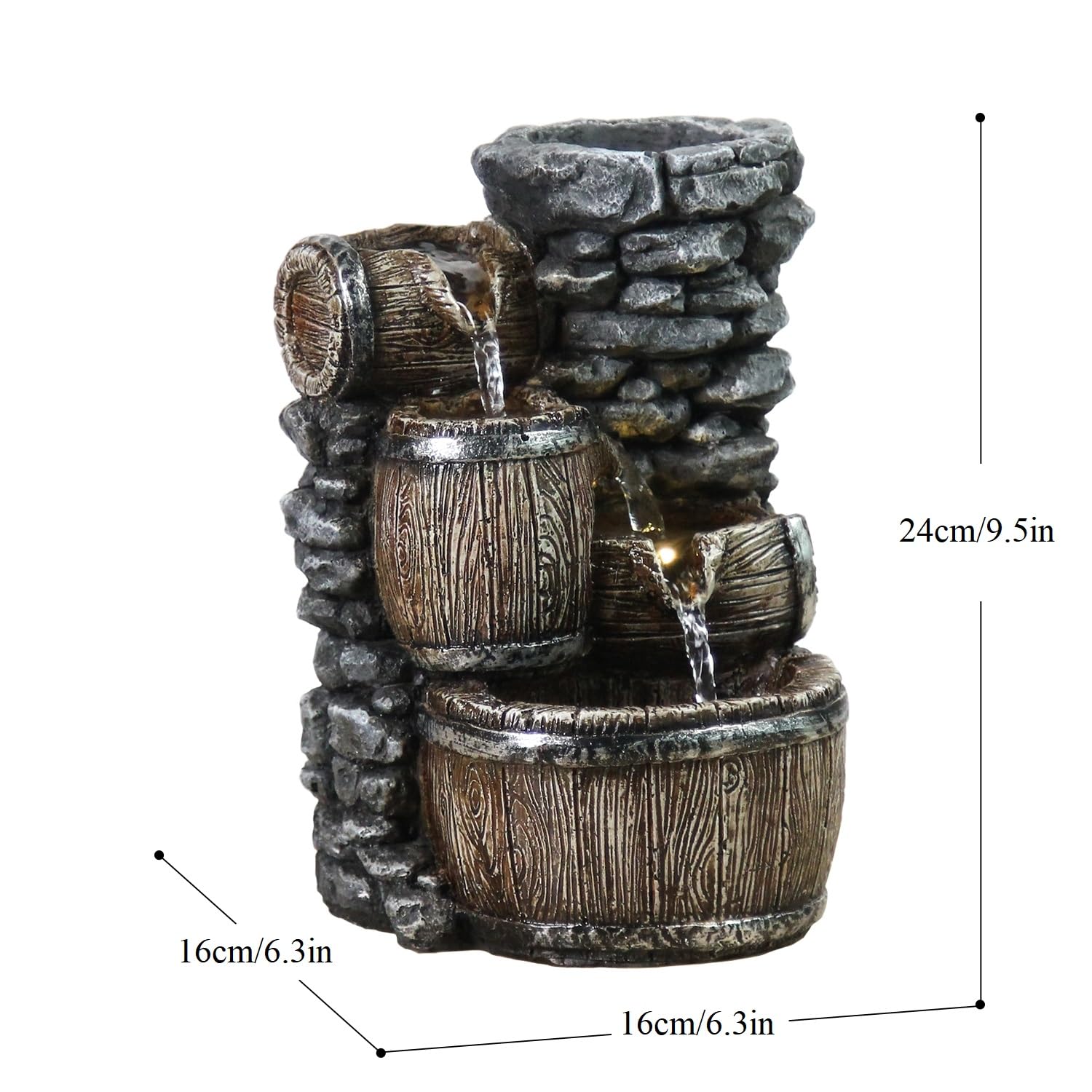 USB Powered Tabletop Fountain, Soothing Sound Indoor Fountains for Home and Office Decor with A Small Pot to Grow Plants(Plant Not Included)