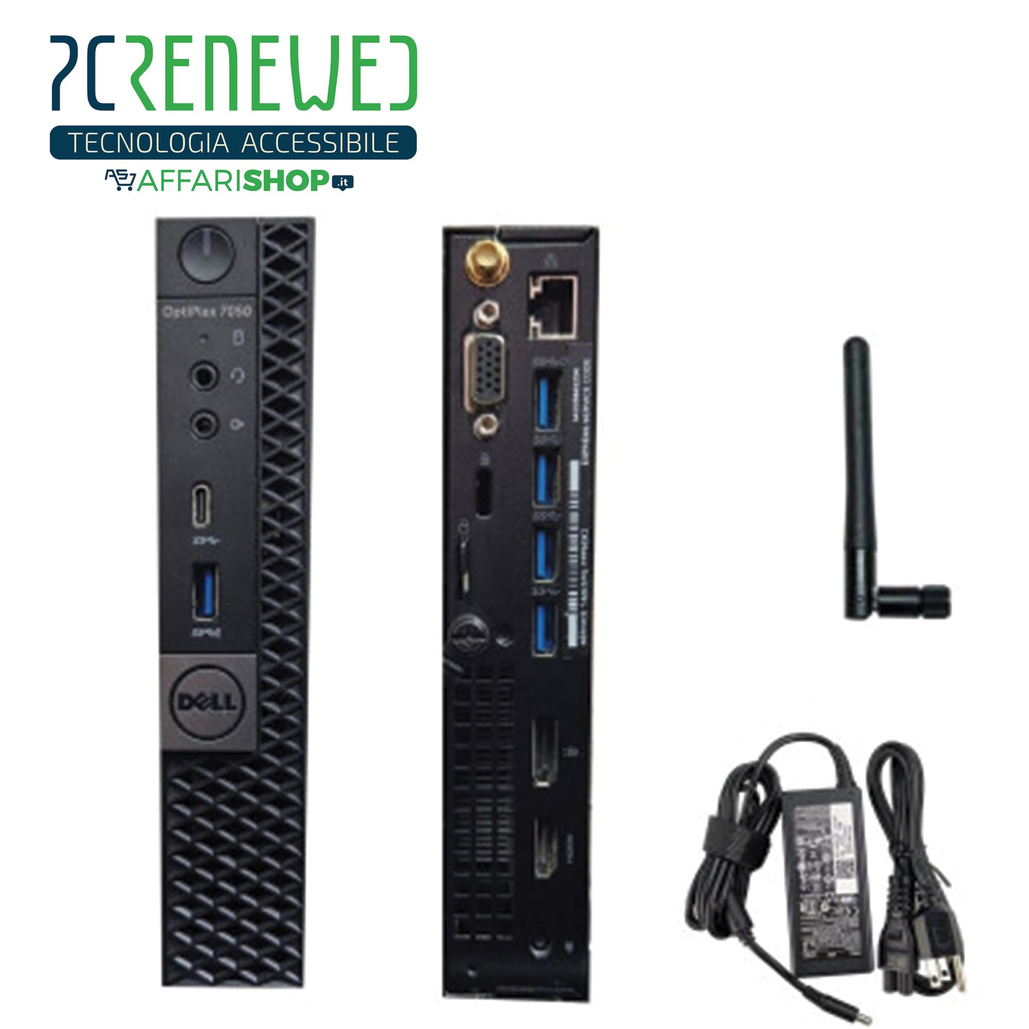 PCRENEWED Mini pc optiplex 7050 computer desktop (Ricondizionato) windows 11 pro + office 2021 | CPU I5 7500t | Ram 16GB| SSD M.2 256 NVME Wifi BTH mini computer (SOLO PC)