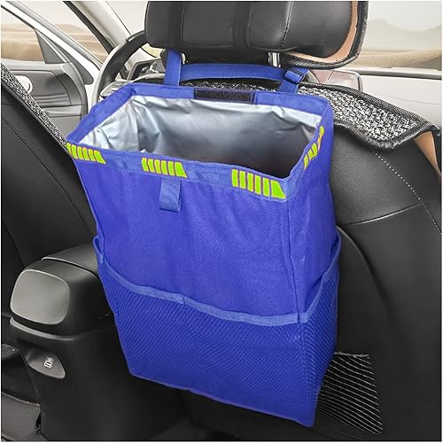 Miniatura 1 de 8sanlione Basurero para automóvil con bolsillos de almacenamiento, plegable para colgar de gran capacidad, a prueba de fugas, impermeable,