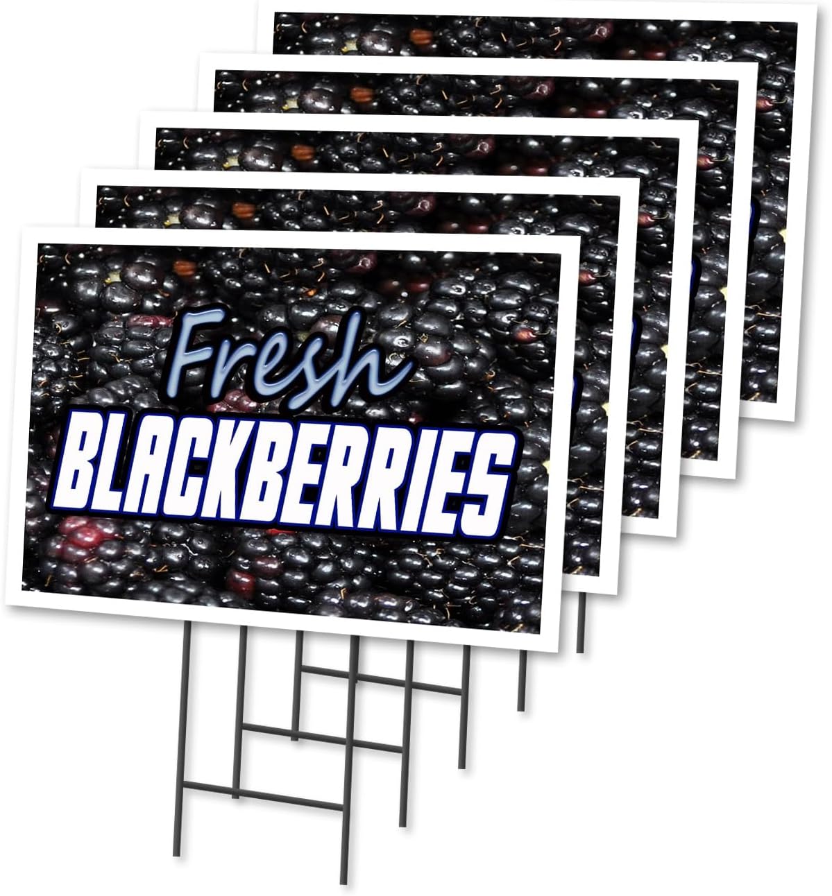 Fresh Blackberries 2 Pack of 12" x 16" Yard Sign & Stake Outdoor Plastic Window | Advertise Your Business | Stake Included Image On Both Sides | Made in The USA