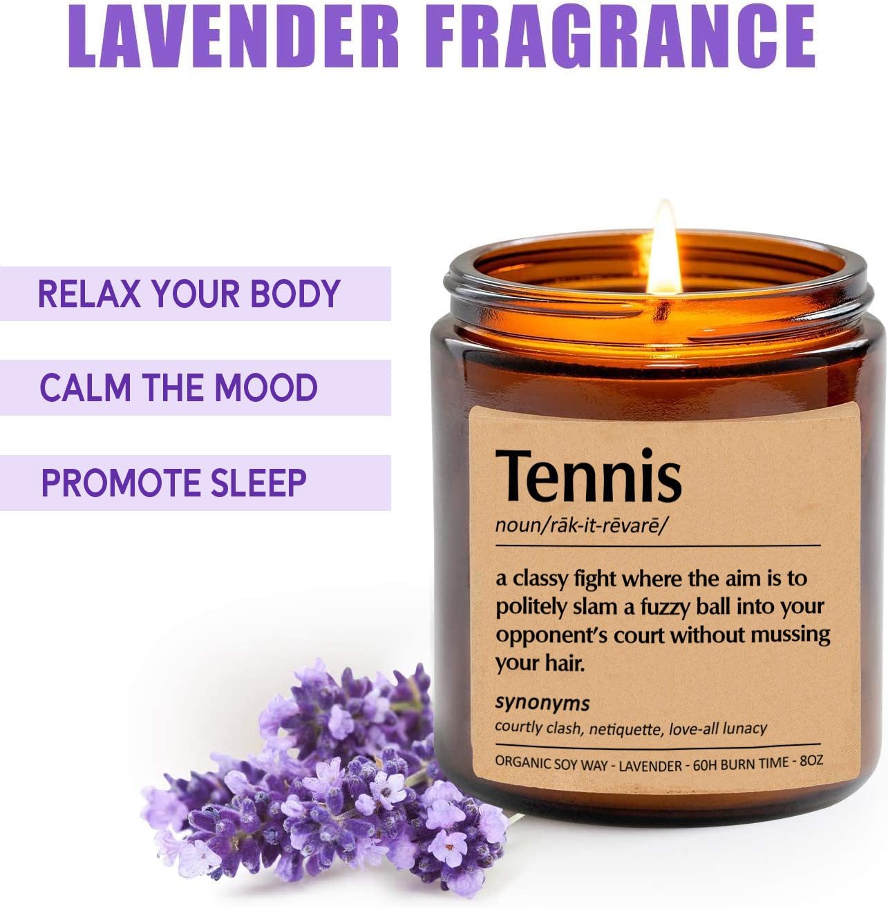 Tennis Candle, Tennis Definition Candle, Gift for Tenniser, Best Tenniser, Funny Surprise Gift, Tennis Gift, Gift for Him Her, Holiday Gift, Lavende Scented Candles Soy 8Oz - Image 2