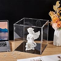 Vista 7 de FINGERINSPIRE Vitrina de acrílico transparente con base negra y 4 anillos de goma de 10 x 10 x 10 pulgadas, caja de acrílico transparente