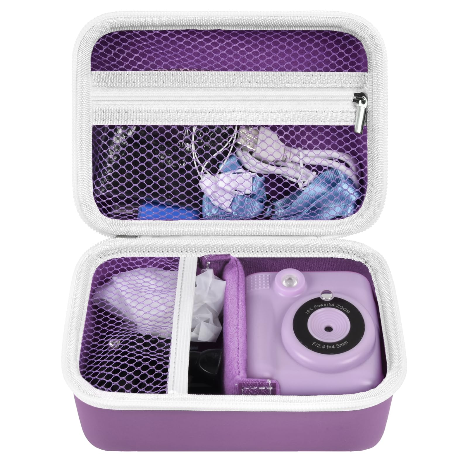 Arvok Custodia Per Fotocamera Bambini Viola - Protezione In EVA E PU Per Mini Fotocamere Digitali (Solo Custodia)