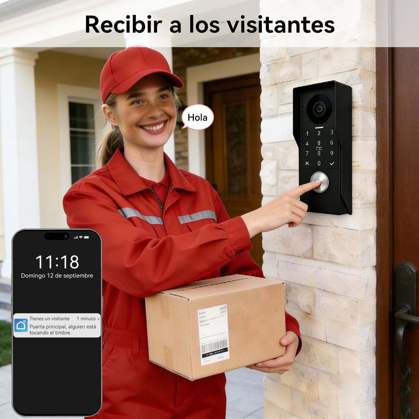 Videoportero WiFi6 2,4/5GHz Full HD 7" Pantalla Táctil Color Audio Bidireccional Detección Humano App Tuya KW07