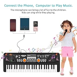 Kids Piano Keyboard, 49 Key Electric Piano Musical Learning Toy for Beginners with Microphone, Music Toys Birthday Xmas Gifts for Kids Toddlers 3-12 Years Old