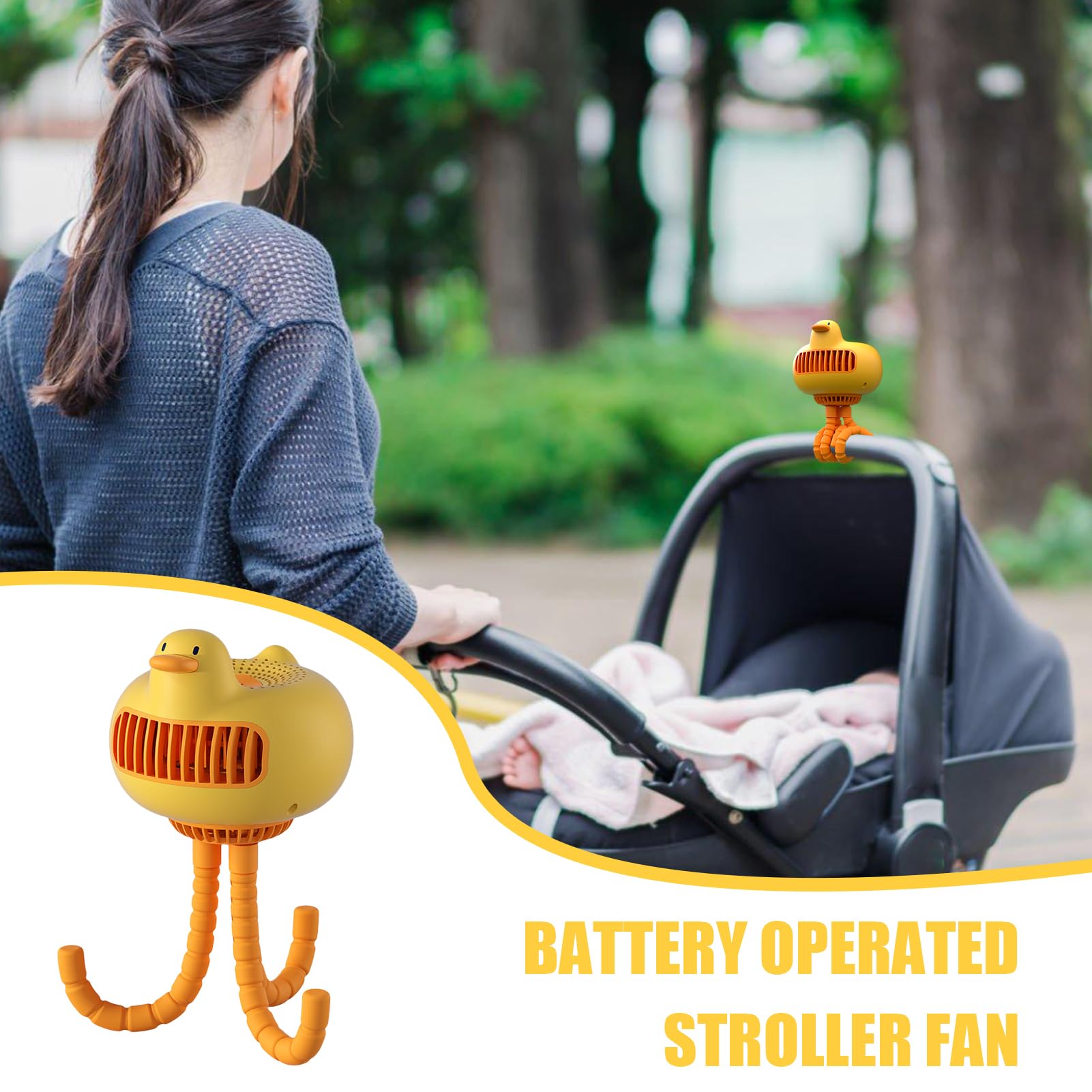 Ventilador portátil para cochecito, mini ventilador portátil para cochecito, ventilador pequeño con clip, ventilador de clip, desmontable de 3 velocidades, recargable, rotación de 360°, ventilador de