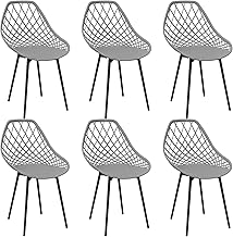 JIJIAN Chaise Salle a Manger Lot de 6,Chaise de Cuisine avec Pieds en Métal,Chaise scandinave,Confortable chaises de Salle à Manger, Chaise de Jardin,Chaise Grise avec Dossier
