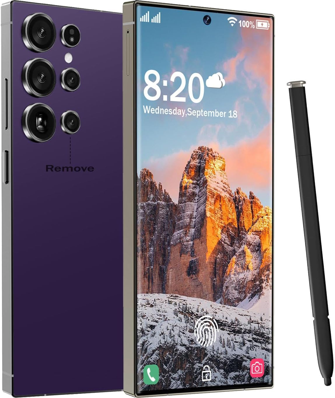 I25 Ultra Unlocked Cell Phone, 7000mAh Long Battery Life Smartphone,Built in Pen,6.8″ HD Screen 12+512GB Unlocked Phones,5G/Dual SIM/Fingerprint Unlock/Face ID (Purple)