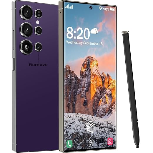 I25 Ultra Unlocked Cell Phone, 7000mAh Long Battery Life Smartphone,Built in Pen,6.8" HD Screen 12+512GB Unlocked Phones,5G/Dual SIM/Fingerprint Unlock/Face ID (Purple)