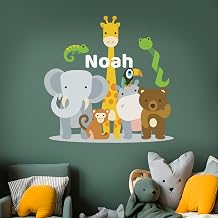 Cryptonite Custom Name Jungle Animals Wall Decal | Multiple Sizes Options | Ready to Use | Fully Customizable with Name, Color, Design and Size | Wall Decor Easy to Apply