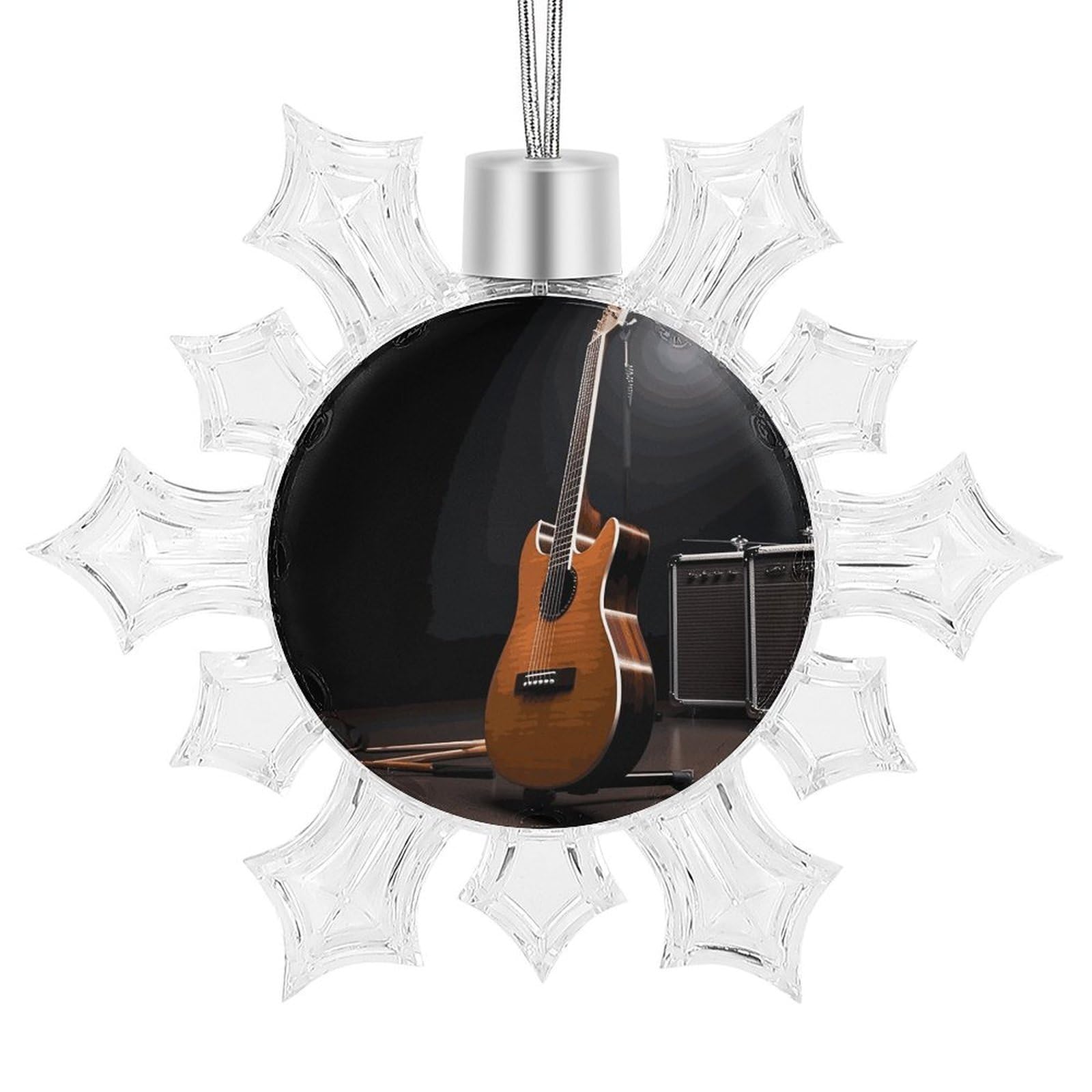 Musical Instrument Guitar Snowflake Decorations, Winter Snowflake Ornaments Christmas Party Decorations Christmas Tree Decorations for Xmas Tree Winter New Year Party Supplies