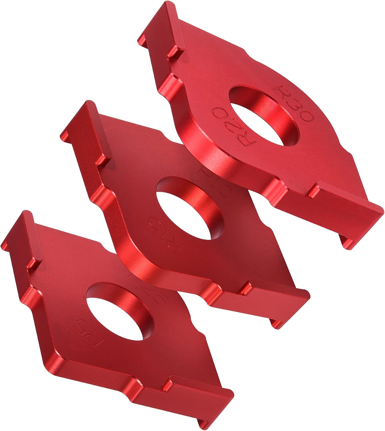 3PCS Radius Jig Router Templates, R5 R10 R15 R20 R25 R30,3pcs Aluminum Alloy Corner Radius Quick-Jig Router Bit Templates, Woodworking Semicircle Position