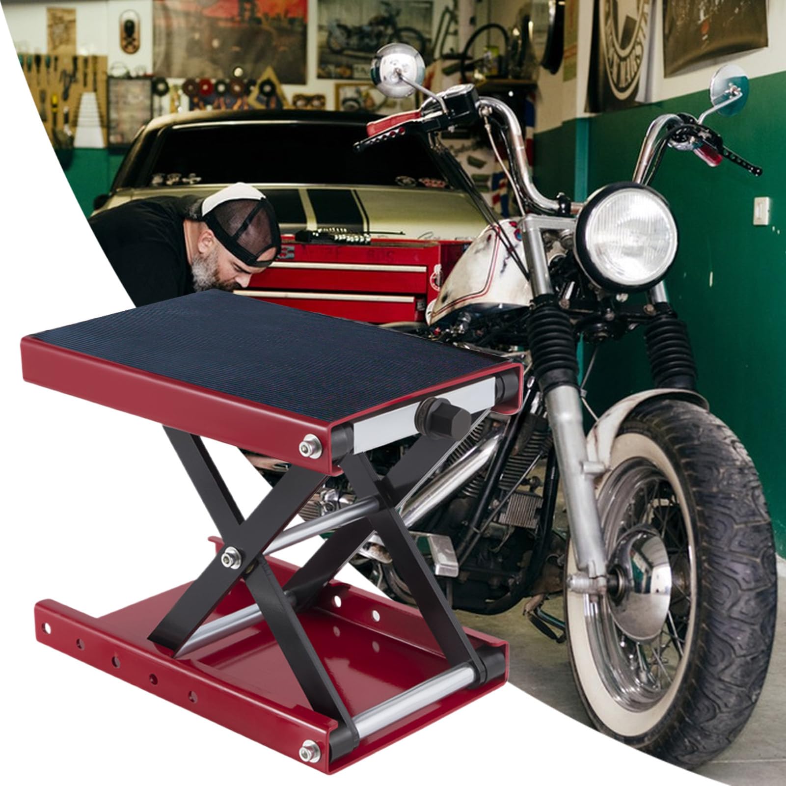 ATV SCISSOR LIGT - Motorcycle Jack Stand, tavolo da garage compatto | Attrezzature per riparazioni di scooter portatili e attività di officina, manutenzione rapida per uso domestico e commerciale