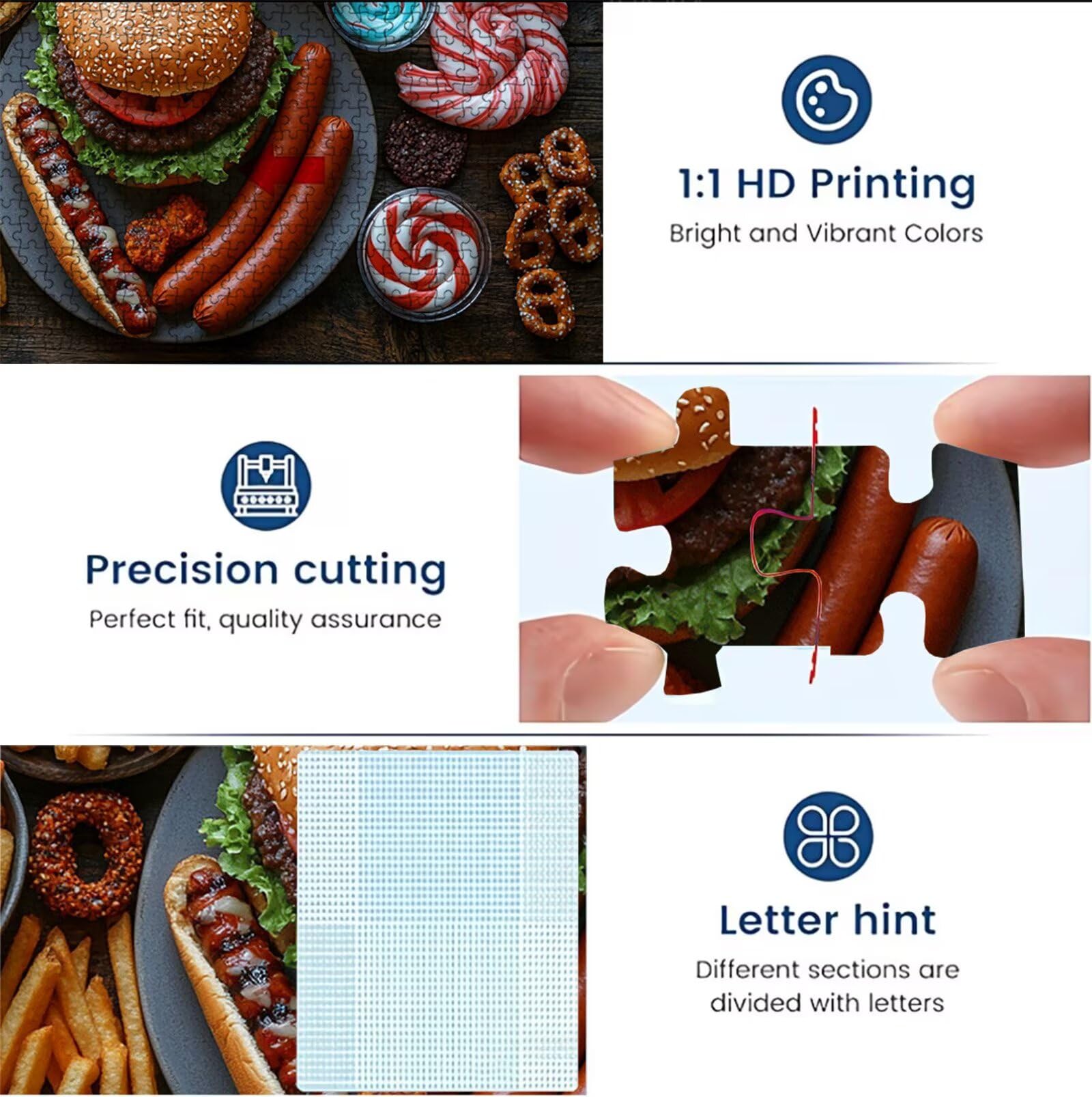 Puzzle 1500 elementów deserów jedzenie - duże drewniane puzzle - 1500 elementów dla dorosłych - gra inteligencyjna - z wykwintnym pudełkiem do pakowania - precyzyjne cięcie - jakość kolorowe puzzle