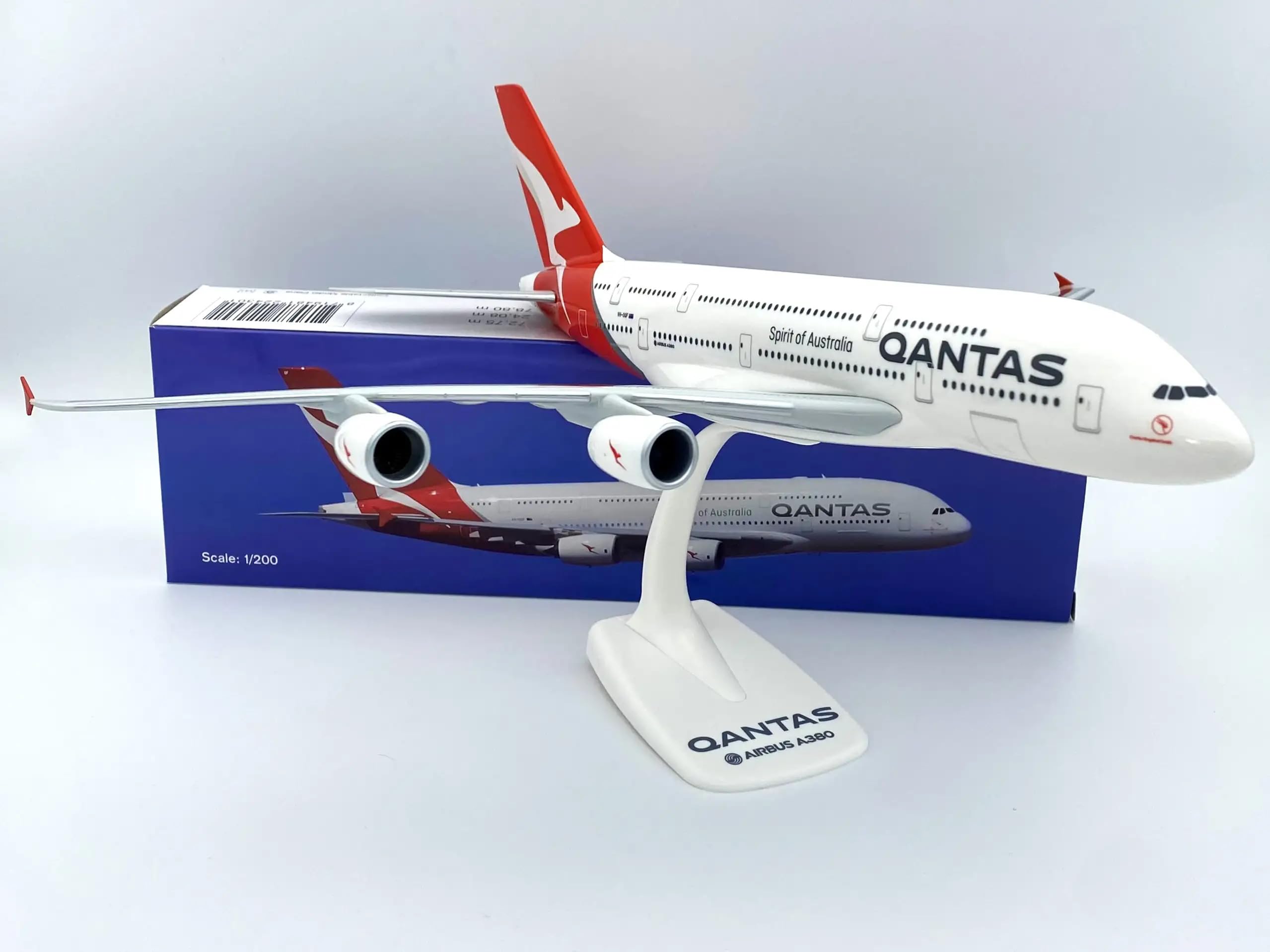 Modèle D'avion Airbus A380-800 Qantas VH-OQF à L'échelle 1:200 - Plastique Détaillé, Pré-monté, Avec Support - 6