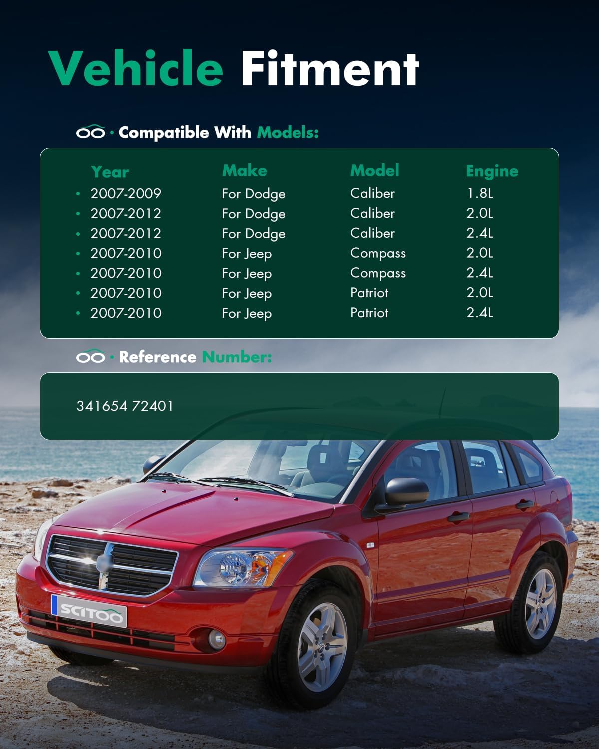 SCITOO Shocks, Rear Gas Struts Shock Absorbers Fit for 2007 2008 2009 2010 for Dodge Caliber,2007 2008 2009 2010 for Jeep Compass,2007 2007 2008 2009 2010 for Jeep Patriot 341654 72401 Set of 2