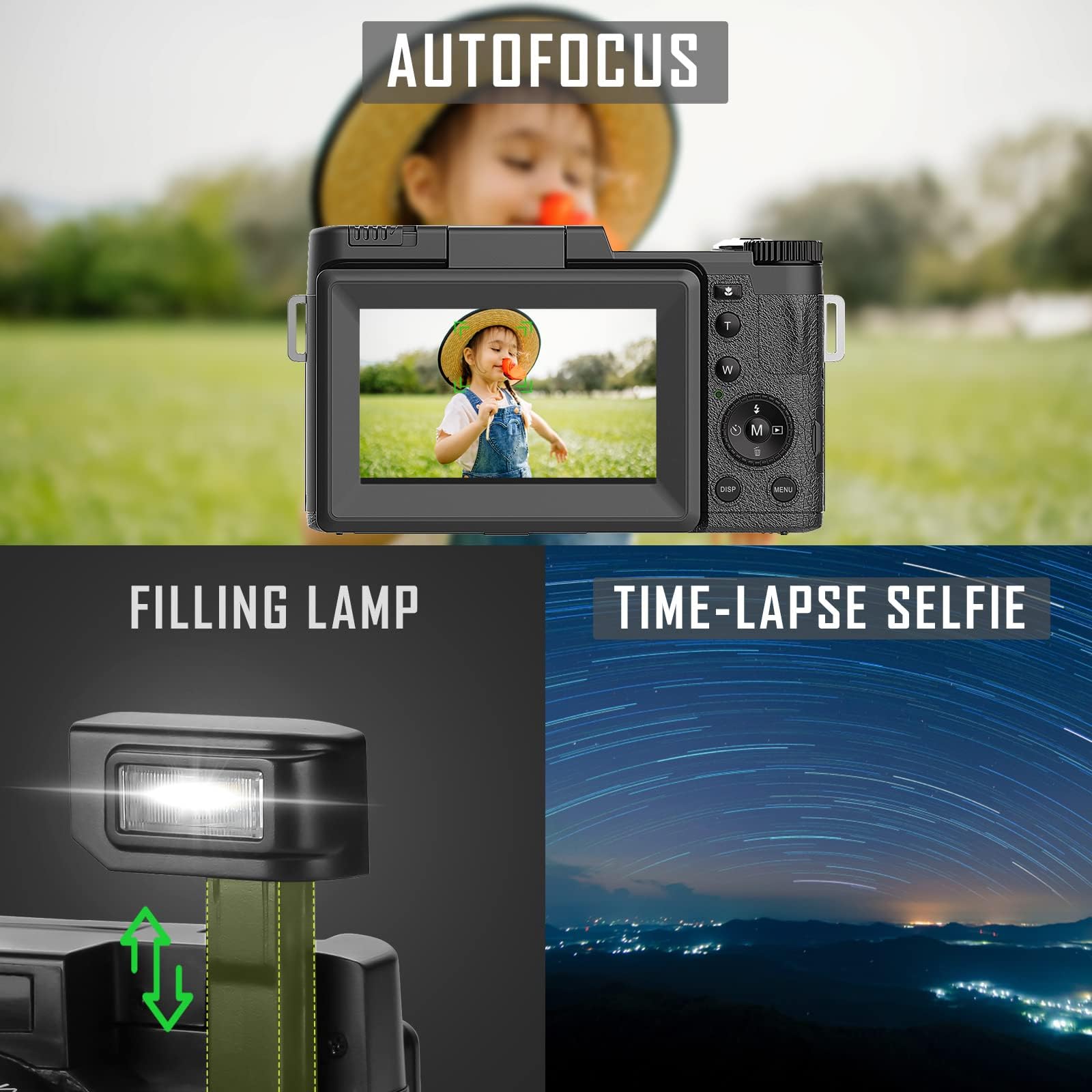 G-Anica 4k Digital Cameras for Photography, 48MP Video/Vlogging Camera for YouTube, Vlogger Kit, Content Creator Kit-Microphone & Remote Control Tripod Grip, Travel Camera with Wide-Angle & Macro len