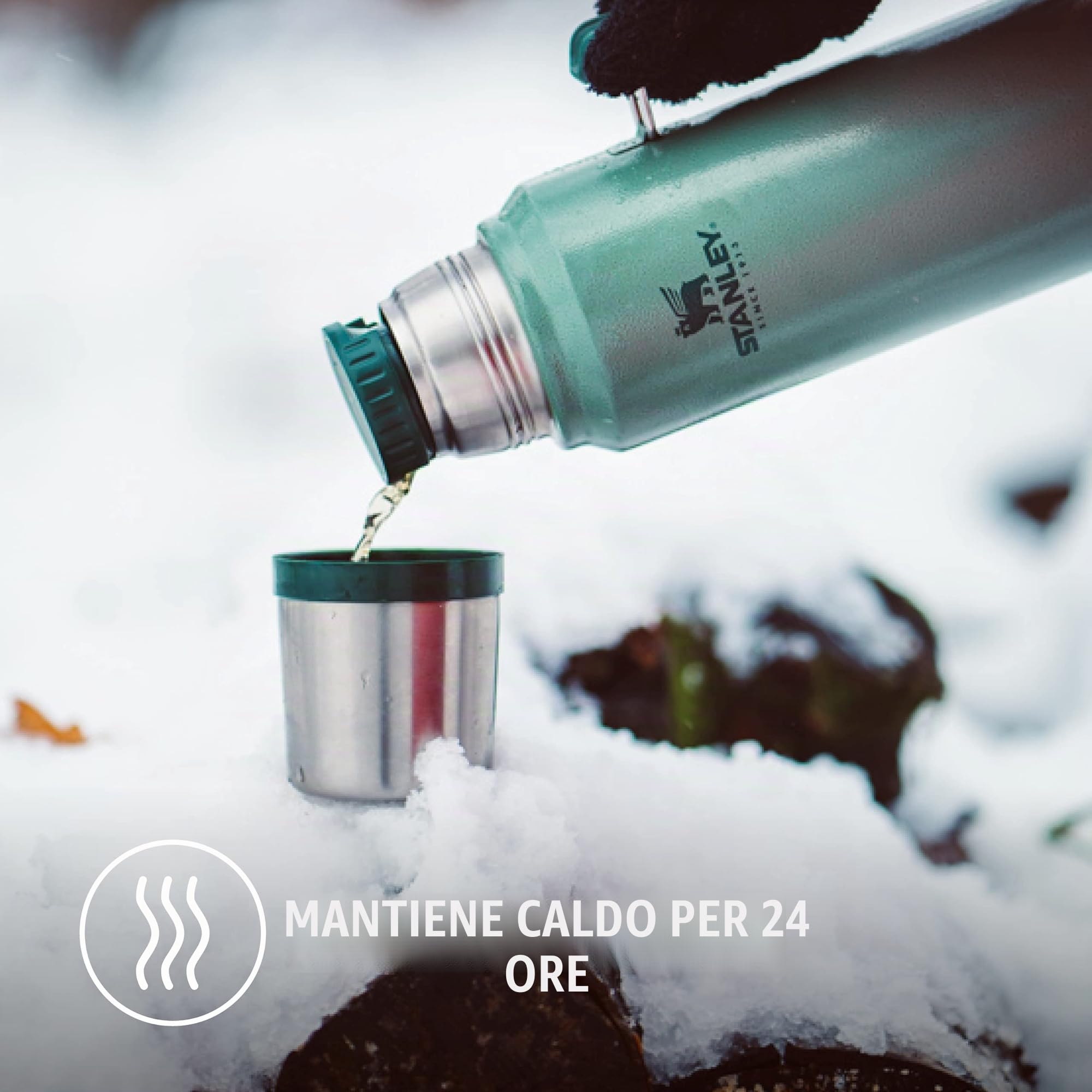 Stanley Classic Legendary Thermos 1L - Mantiene La Temperatura 24 Ore (Caldo/Freddo) - Borraccia Termica - Senza BPA - Acciaio Inox - Termos - Hammertone Green