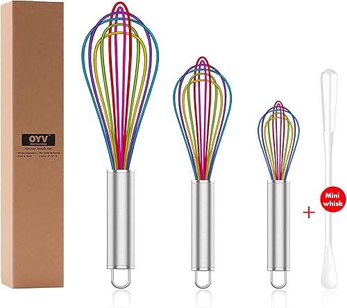 Miniatura 10 de Batidor de silicona verde azulado, batidor profesional de silicona para cocinar sin arañazos, acero inoxidable y silicona Wisk, herramienta