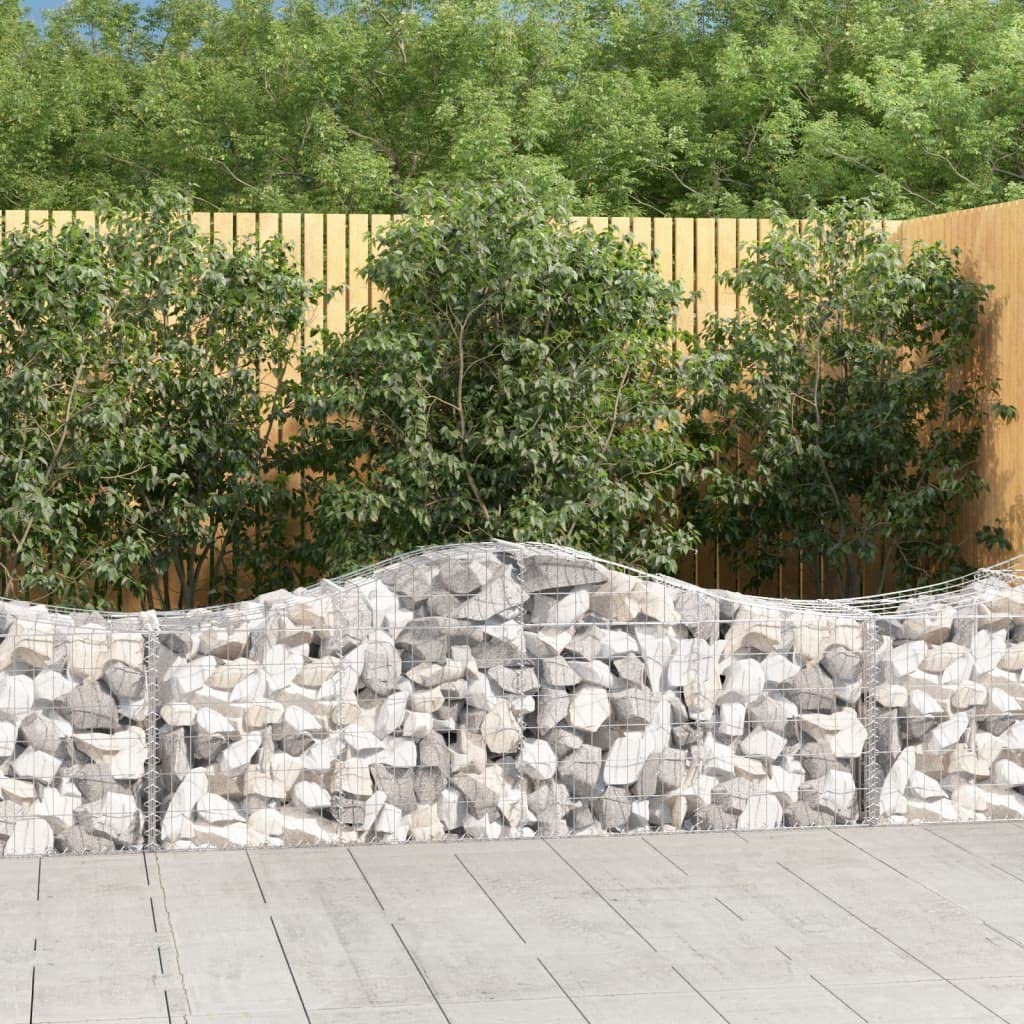 Kosze gabionowe łukowe 50 sztuk 200 x 50 x 60 / 80 cm z ocynkowanego żelaza, dźwiękochłonne, dekoracyjne bariery ogrodowe ze wzmocnionymi haczykami