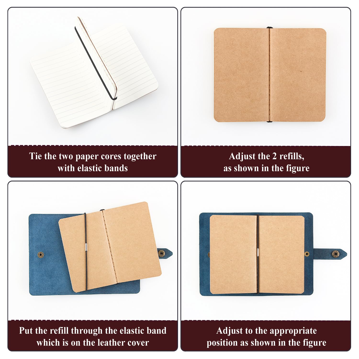 MY MEMORY Handgefertigtes Leder-Notizbuch, echtes Leder, kleines Reisetagebuch, Mini-liniertes Papier, Notizblock für Damen und Herren, 2 Stück, Kaffeebraun