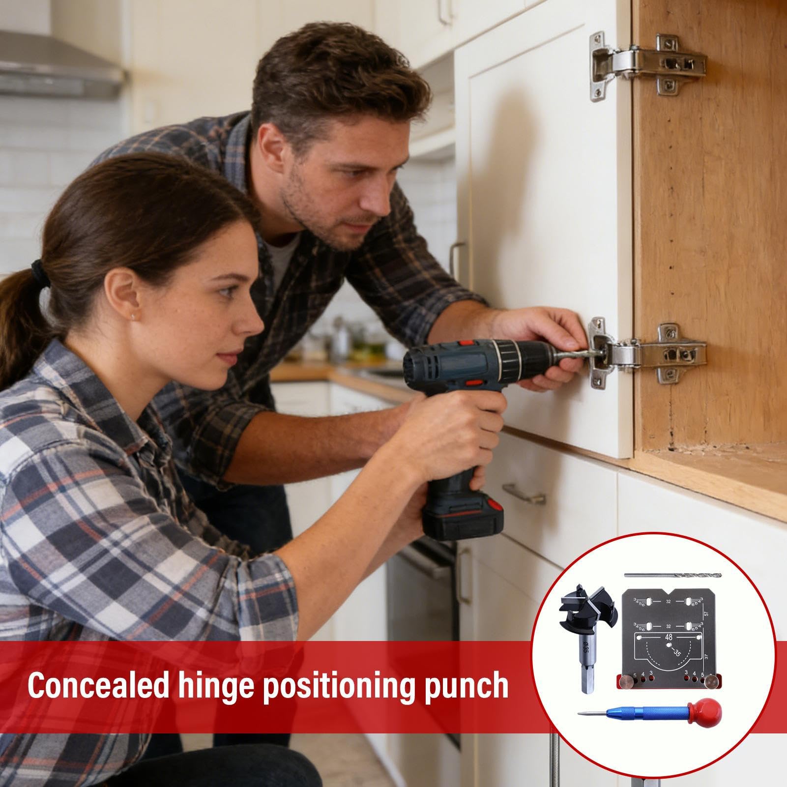 Guía De Bisagras De Puertas De - Herramienta De Posicionamiento Instalación De Puertas,Guía De Alineación De Perforación Bisagras - Para Muebles De Cocina Cajones Construcción Doméstica