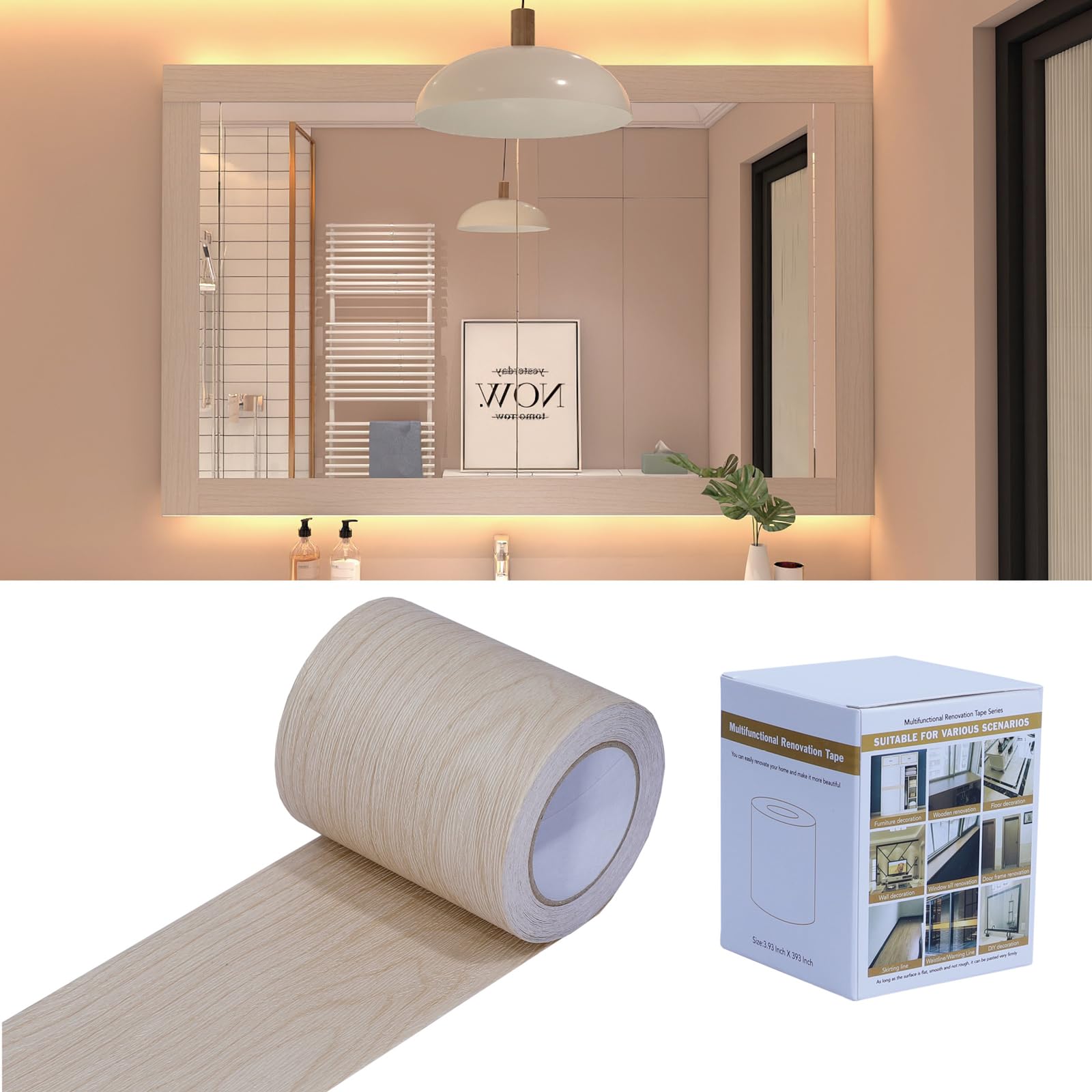 FEILAYS Peel And Stick Wood Grain Wallpaper Border - Waterproof PVC, 1.96" X 393" (Willow Wood) 1 thumbnail image