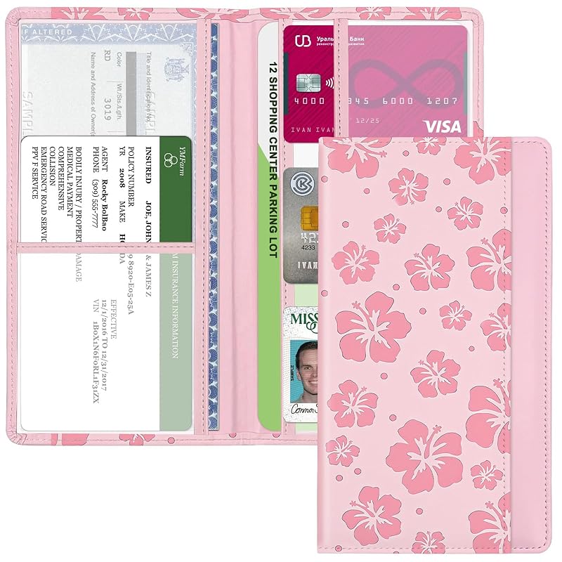 Porta-Documentos Automotivo Dobrável para Registro e Seguro YeeCASE Hibiscus