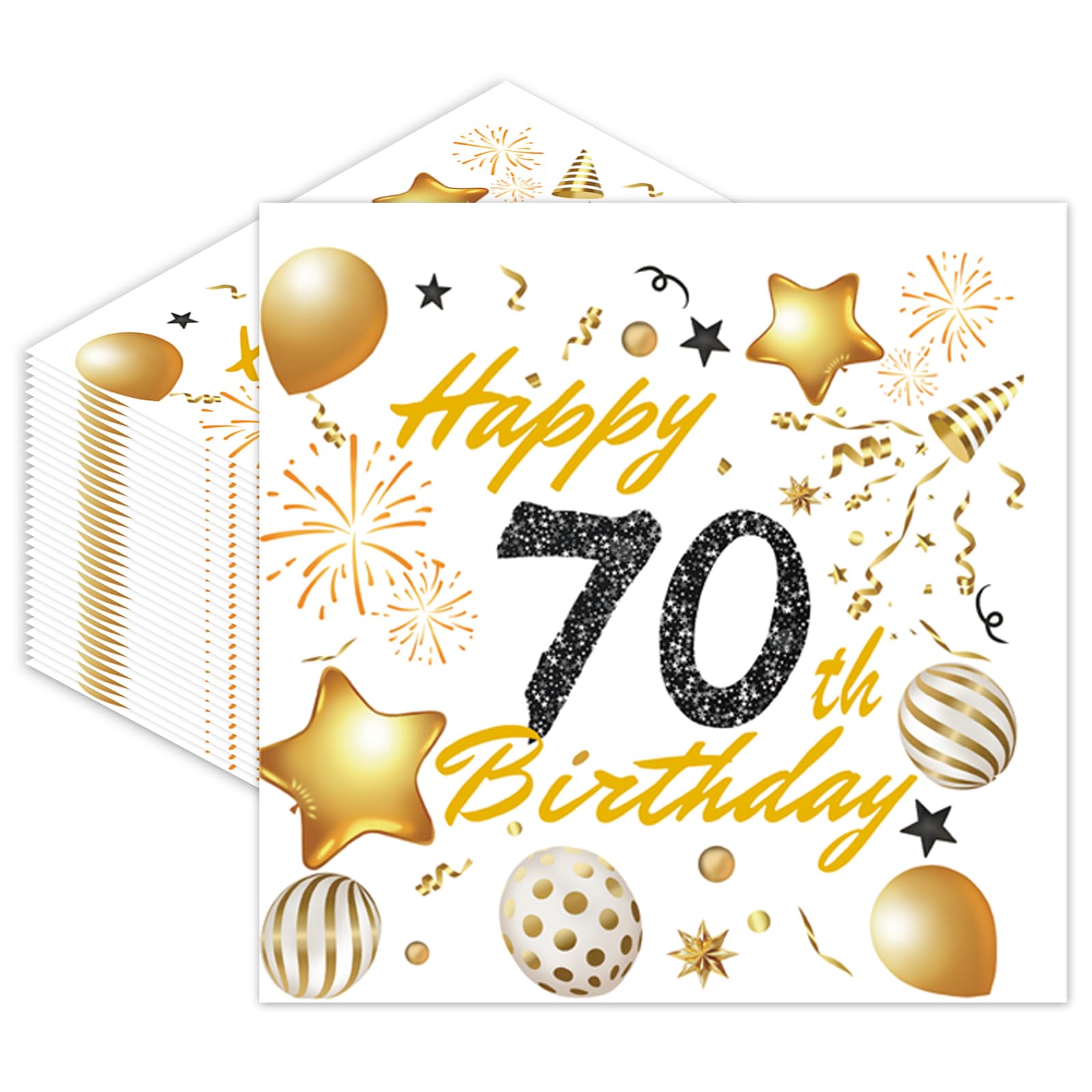 70th Birthday Paper Napkins Disposable 40pcs Party Paper Serviettes Happy Birthday Tableware Decoration for Her,Him,Women,Men — image 1