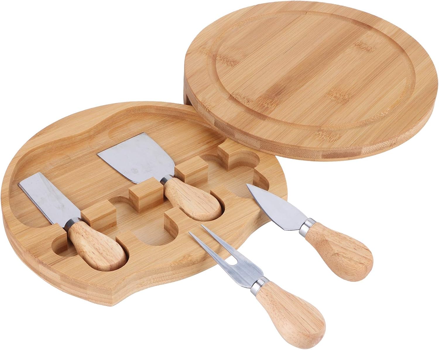 aqxreight Cheese Knives Set with Wood Handle and Cutting Board for Kitchen Barbecue and Entertaining Stainless Steel Cheese Cutter and Serving Tools