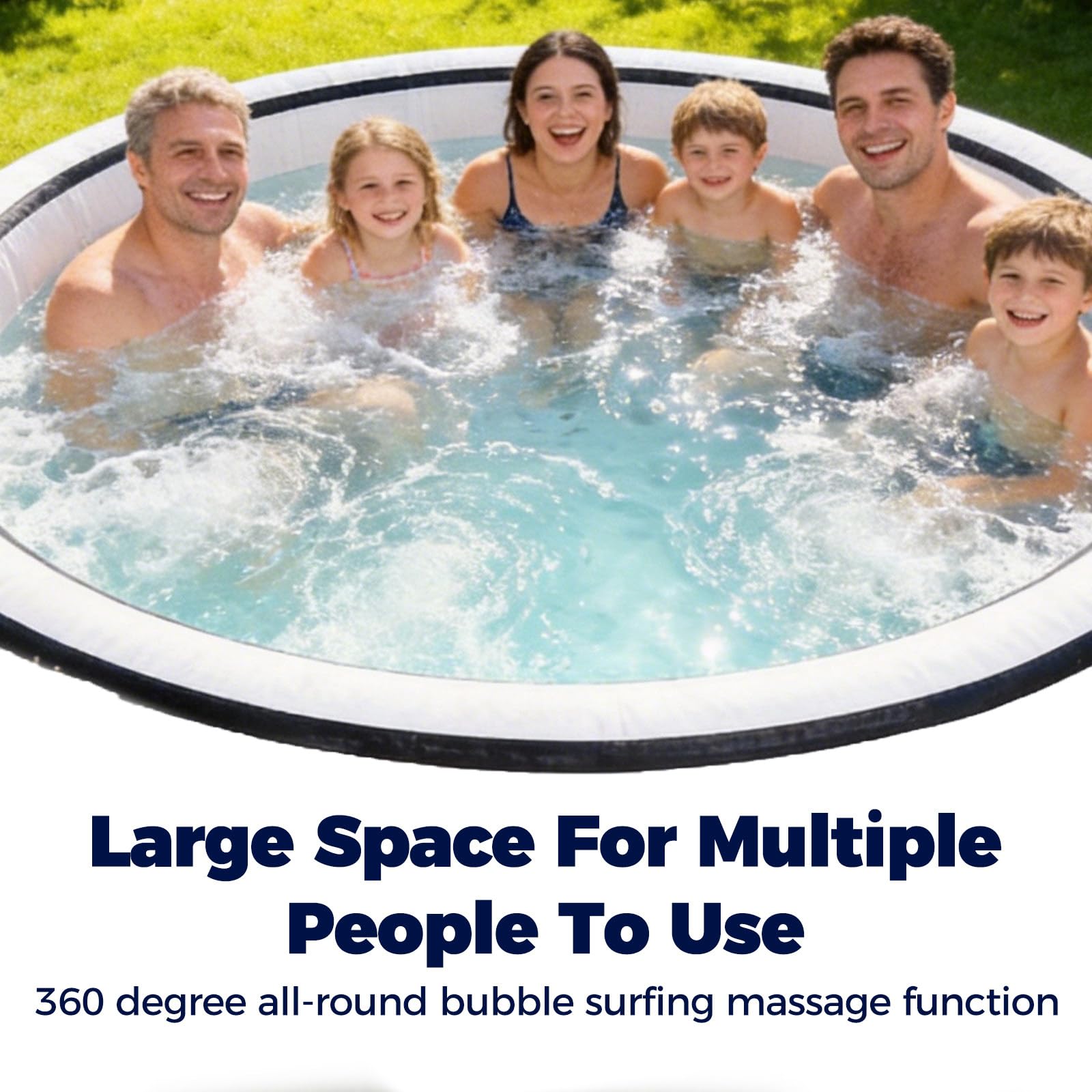 Vasca idromassaggio gonfiabile per 4-6 persone, temperatura massima 40 °C/104 °F, 150 getti d'aria, spa portatile con riscaldatore, per patio e giardino, relax all'aperto