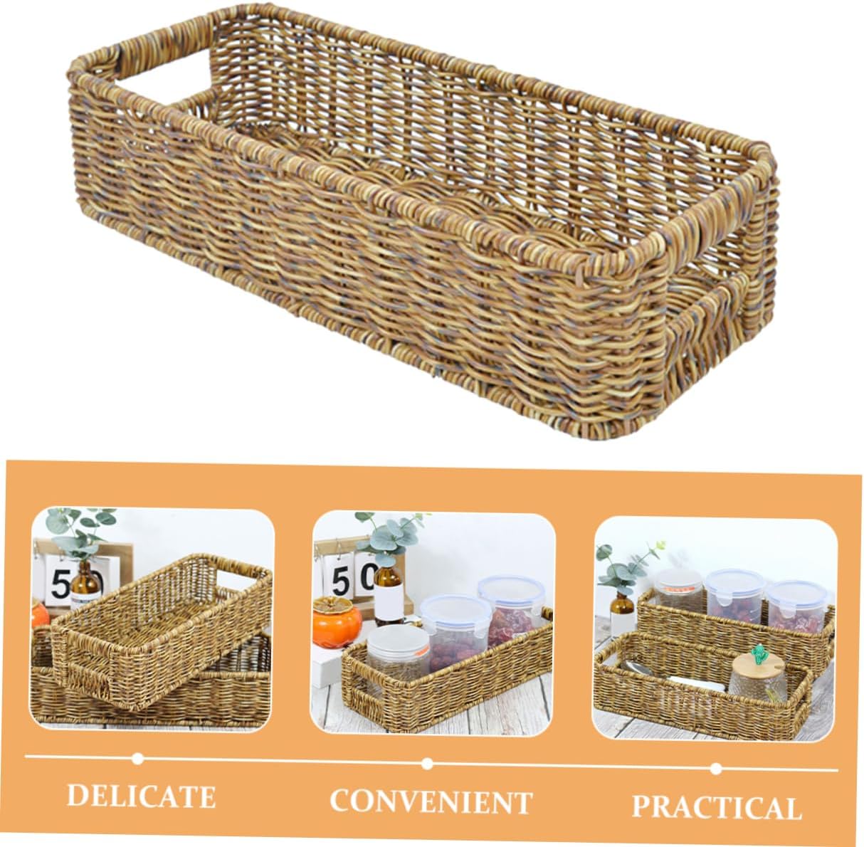 2pcs Woven Cutlery Basket Utensil Container for Kitchen Organization Deep Spice Jar Storage Chopstick Rack for Convenient Storage