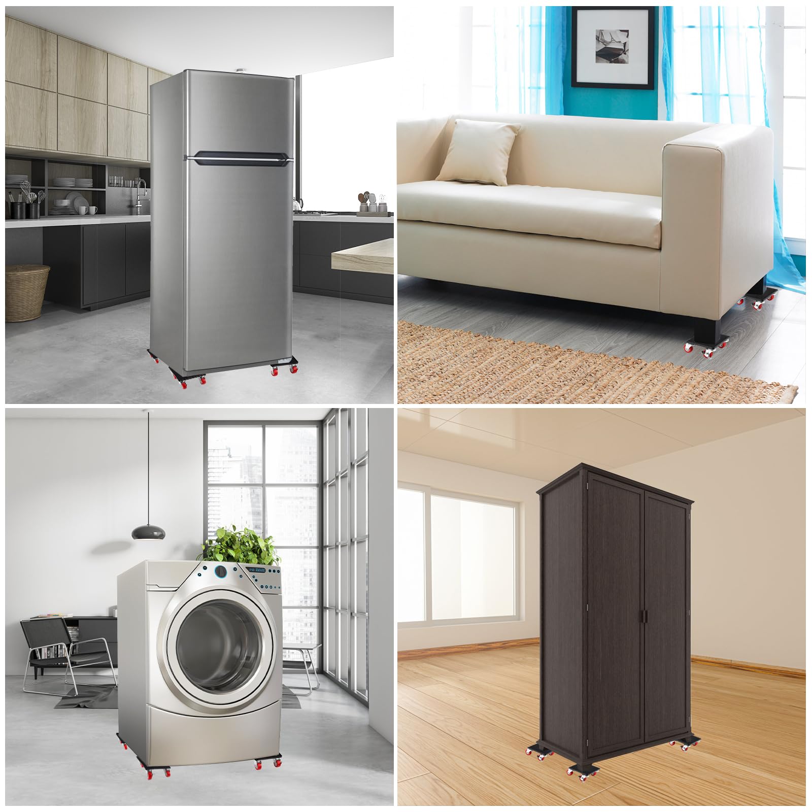 LESOLEIL Sollevatore Mobili Pesanti, Kit Rotelle per Spostare Mobili con 360 Gradi rotelle e freni per Spostare Mobili Pesanti, Frigorifero, Divano, Carico Fino a 800KG