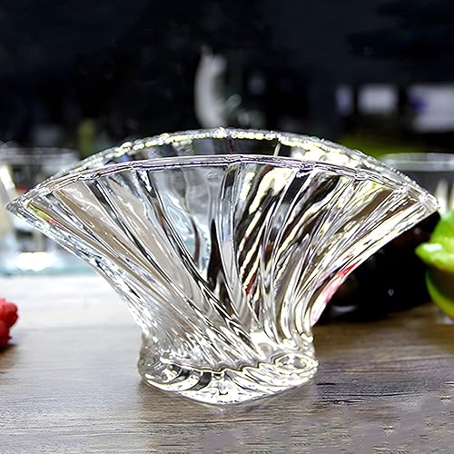 CLoxks Tazón de fruta decorativo para mesa, plato de frutas de vidrio de alta gama, plato de fruta alto de alta gama, estilo de lujo ligero, sala de