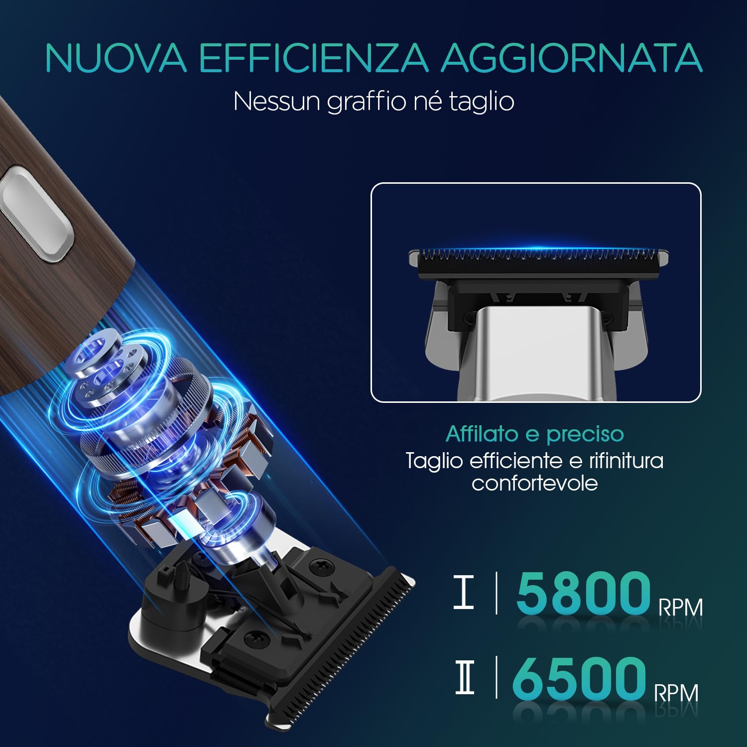 VOYOR Rasoio Elettrico Per Uomo, Depilatore Corpo Uomo Impermeabile, Tagliacapelli Con Pettini Regolabili, USB Ricaricabile, Rasoio Intimo Elettrico Per Viso, Braccia, Petto, Gambe HT310 (Marrone)