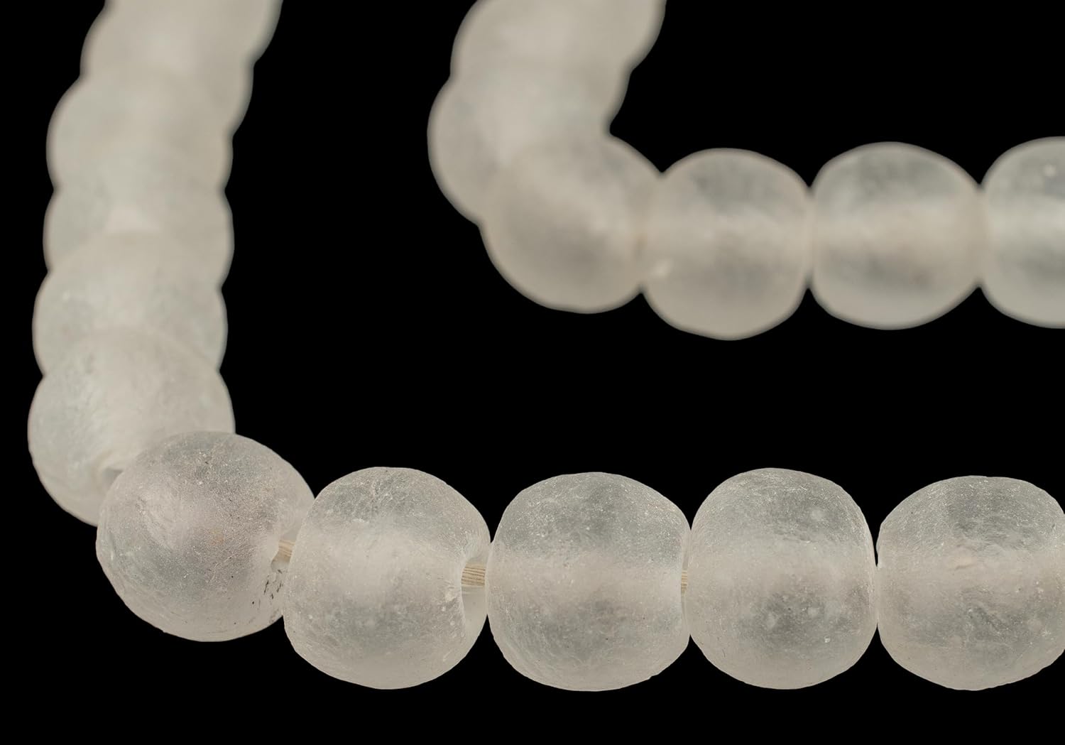 The Bead Chest African Recycled Glass Beads – Handmade in Ghana – Clear 18mm Strand for Jewelry Making, Crafts, and Home Decor I Approximately 35 Beads