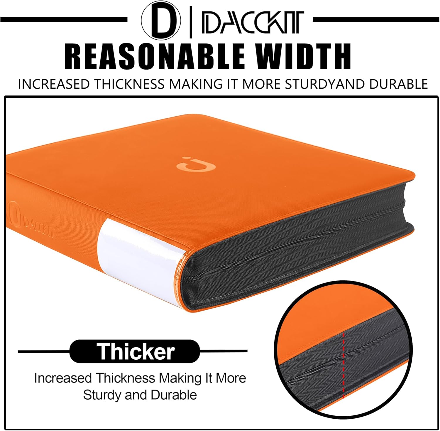 D DACCKIT Premium Comic Binder，Comic Book Album with Sleeves Fits Regular Comics and Comic Bagged and Boarded - Comic Storage Binder Holds 96 Comic Books（Model C，Brilliant Orange）