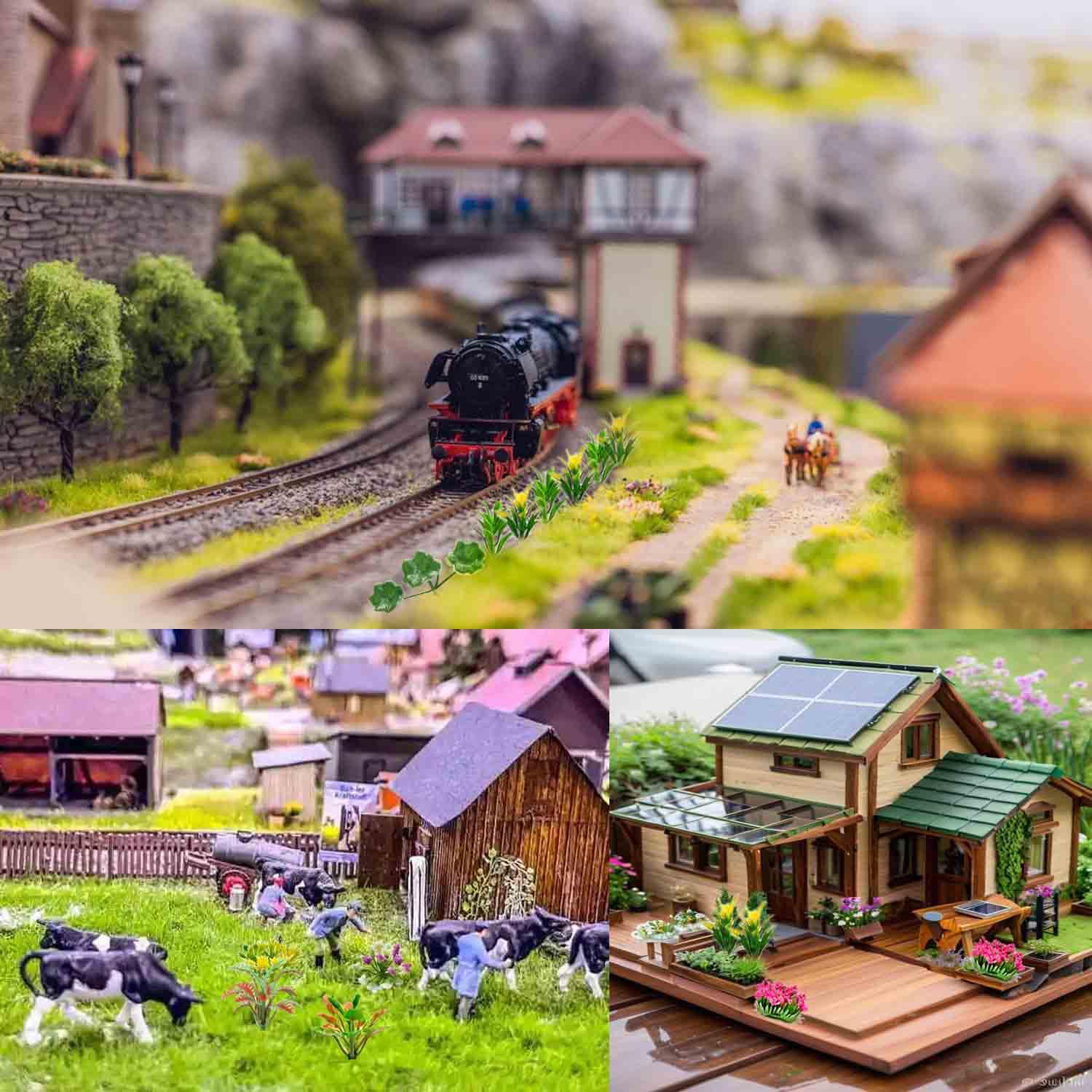 Zofusaier 120pcs Mini Model Trees Miniature Plants Set Flowers Green Shrubs Bush Model, Miniature Fairy Garden Aritificial Plants for DIY Train Railroad Park Scenery Architecture - Image 5