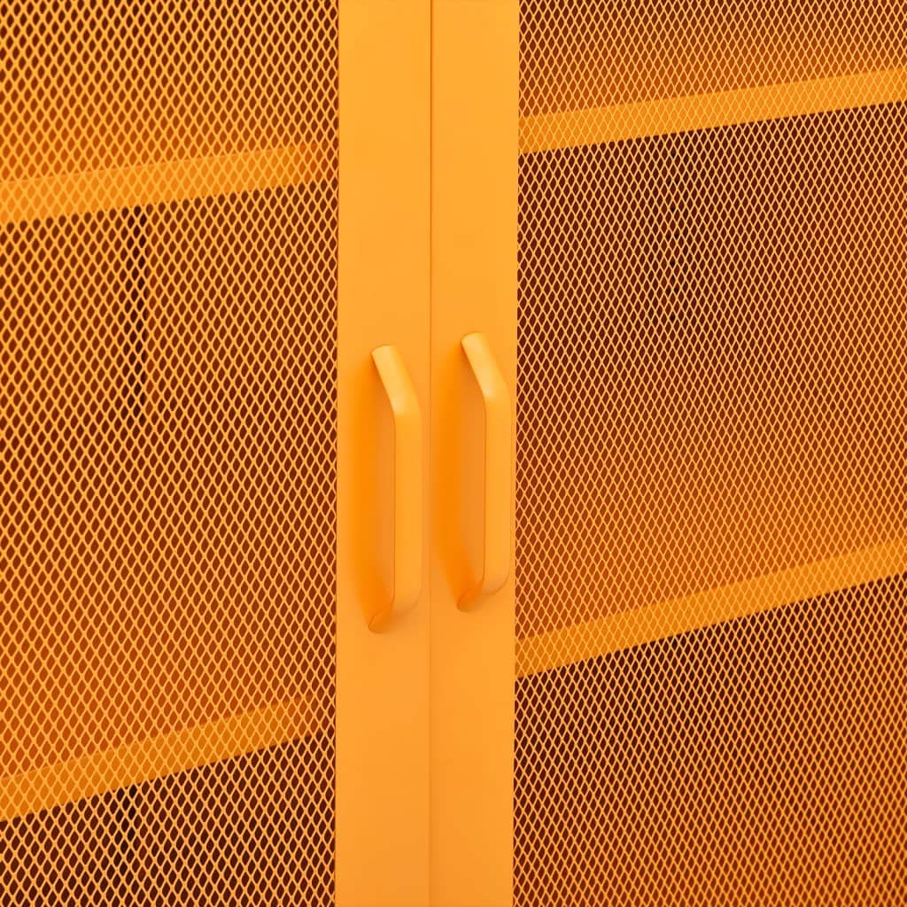 Armadio da ufficio, autoportante, in metallo, per aziende, ufficio, scuola, giallo senape, 80 x 35 x 101,5 cm, in acciaio (facile da montare)