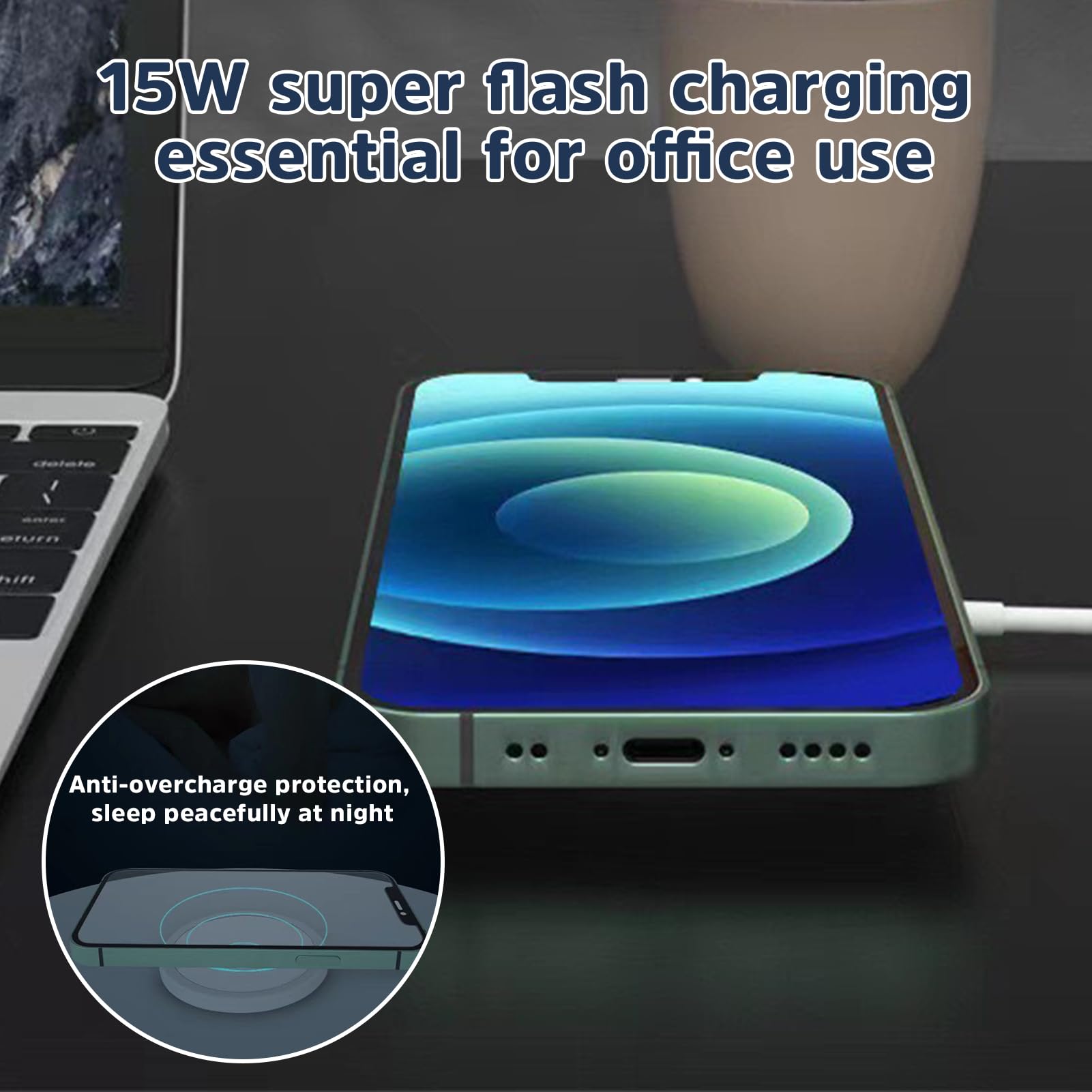 Szybka indukcja magnetyczna ładowarka, 20 W, magnetyczny kabel ładujący typu C (1 m) do iPhone 15/15 Pro/15 Pro Max/14/13/12/11/X/XS/SE/XR/AirPods (biały)
