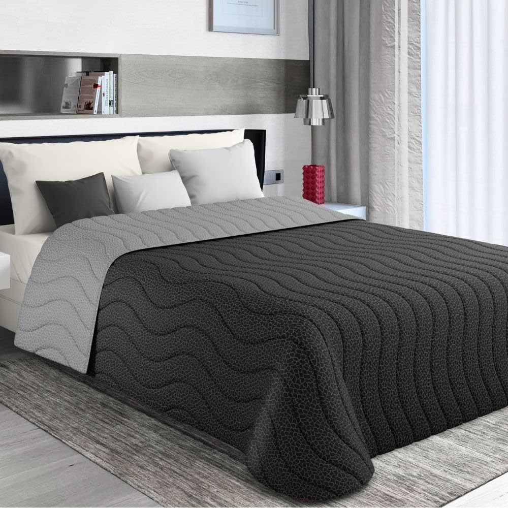 MAXIME MAISON - Colcha Cama 150 (245x265cm) Colchas Cama 150 Modernas (100 gr/mq) Cubrecama de Media Temporada Doble Cara, Cubre Cama en Microfibra Suave, Made in Italy - Colcha Cama 180