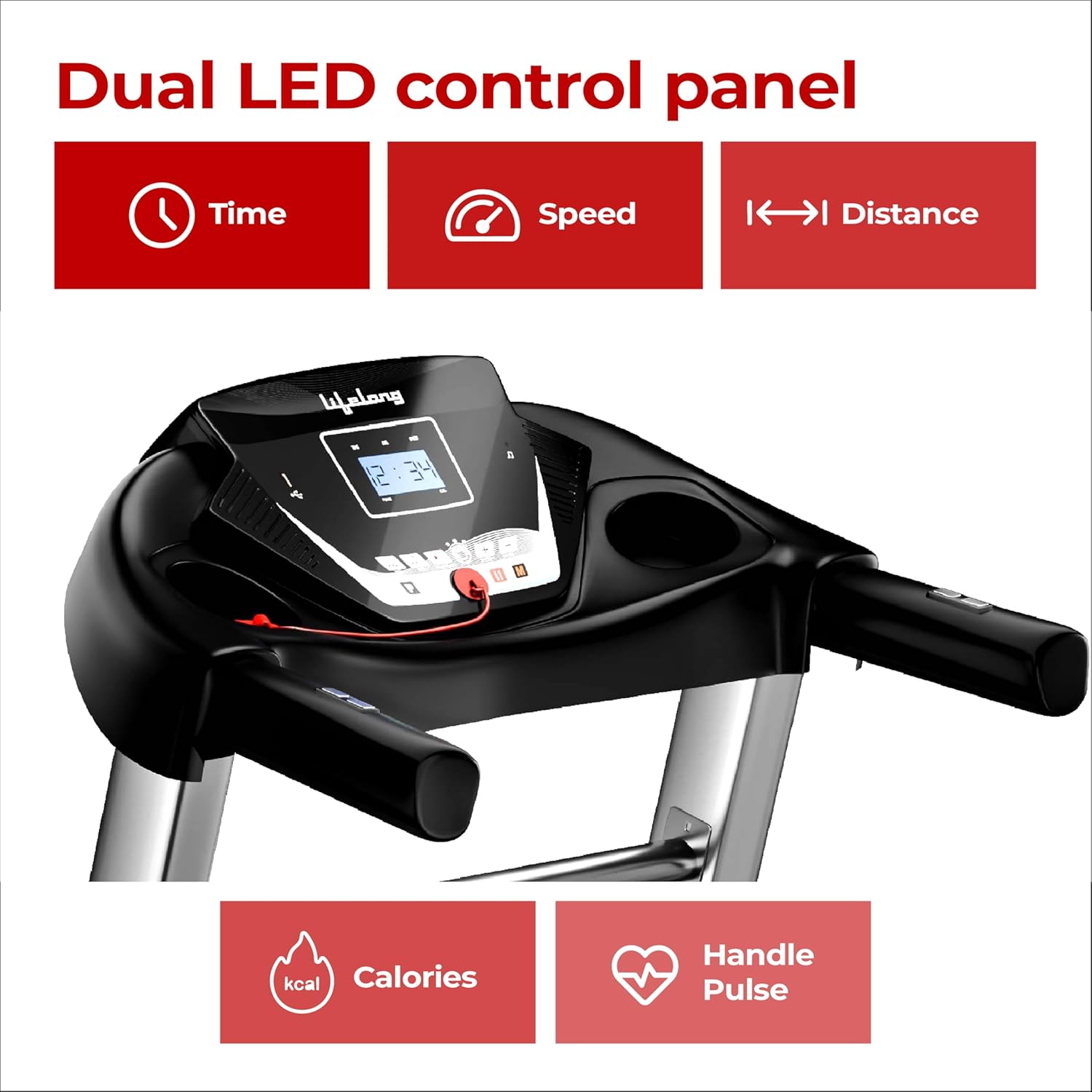 Buy Now Lifelong Treadmill For Home Gym 4.5 Hp Peak Motorised Treadm...