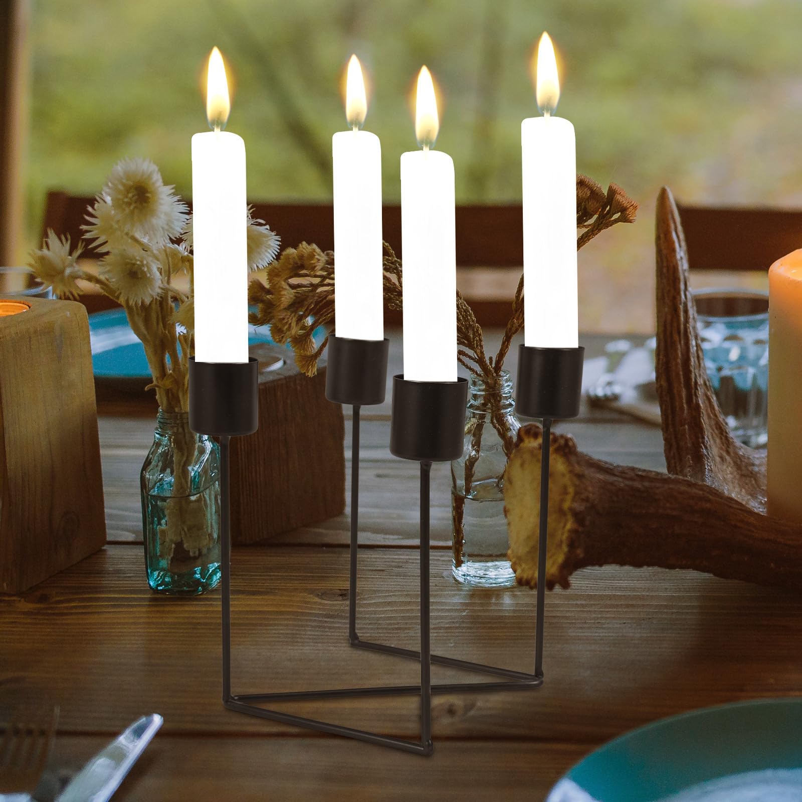 Toyvian 4 Stück Weihnachtlicher Adventskerzenhalter aus Eisen für | Antiker Retro Vintage Stil, für Bankett und Tischmitte, ein Stück, Saisonale Weihnachtsdeko